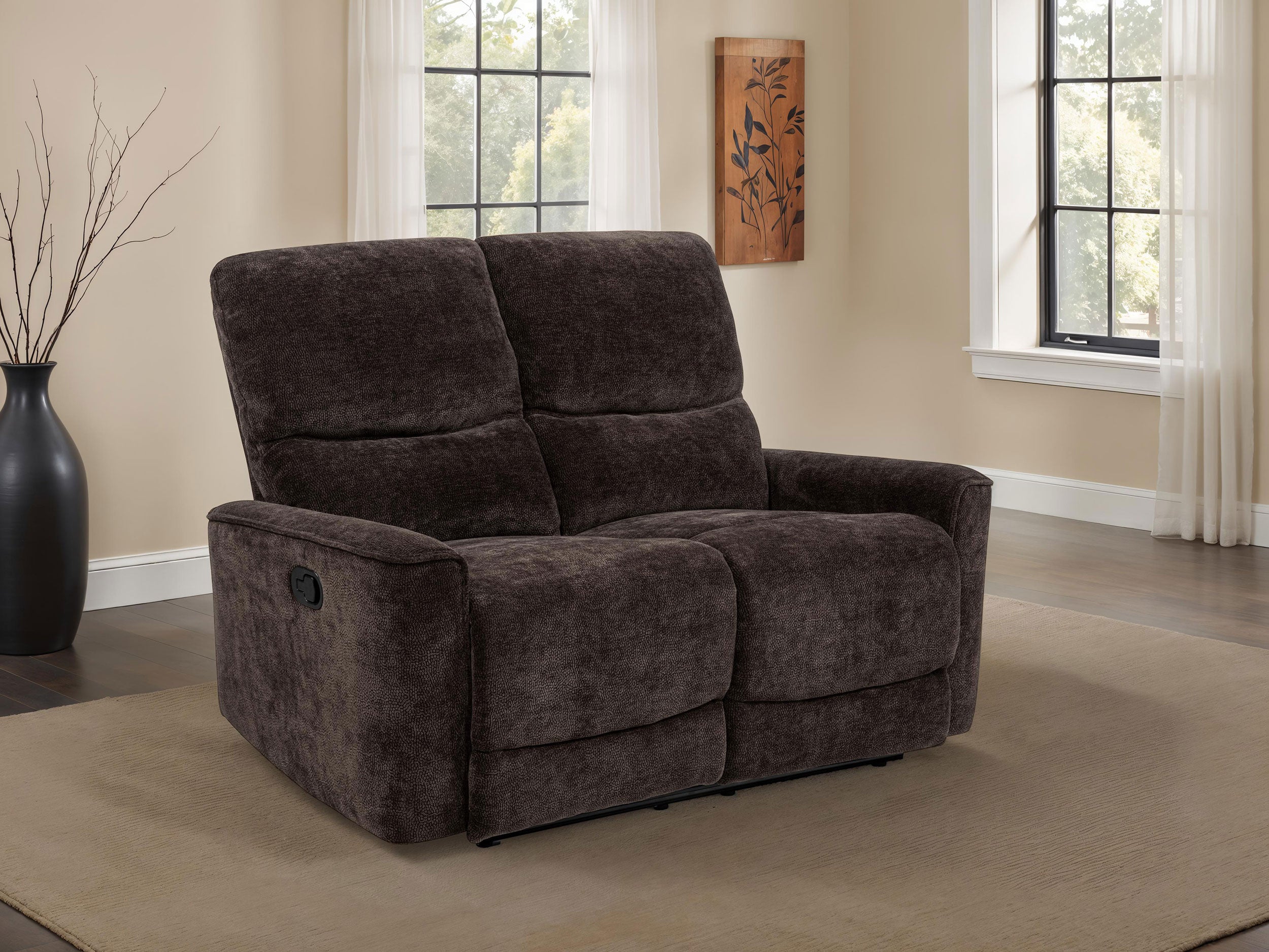 Navarro Chenille Upholstered Reclining Loveseat Dark Brown-