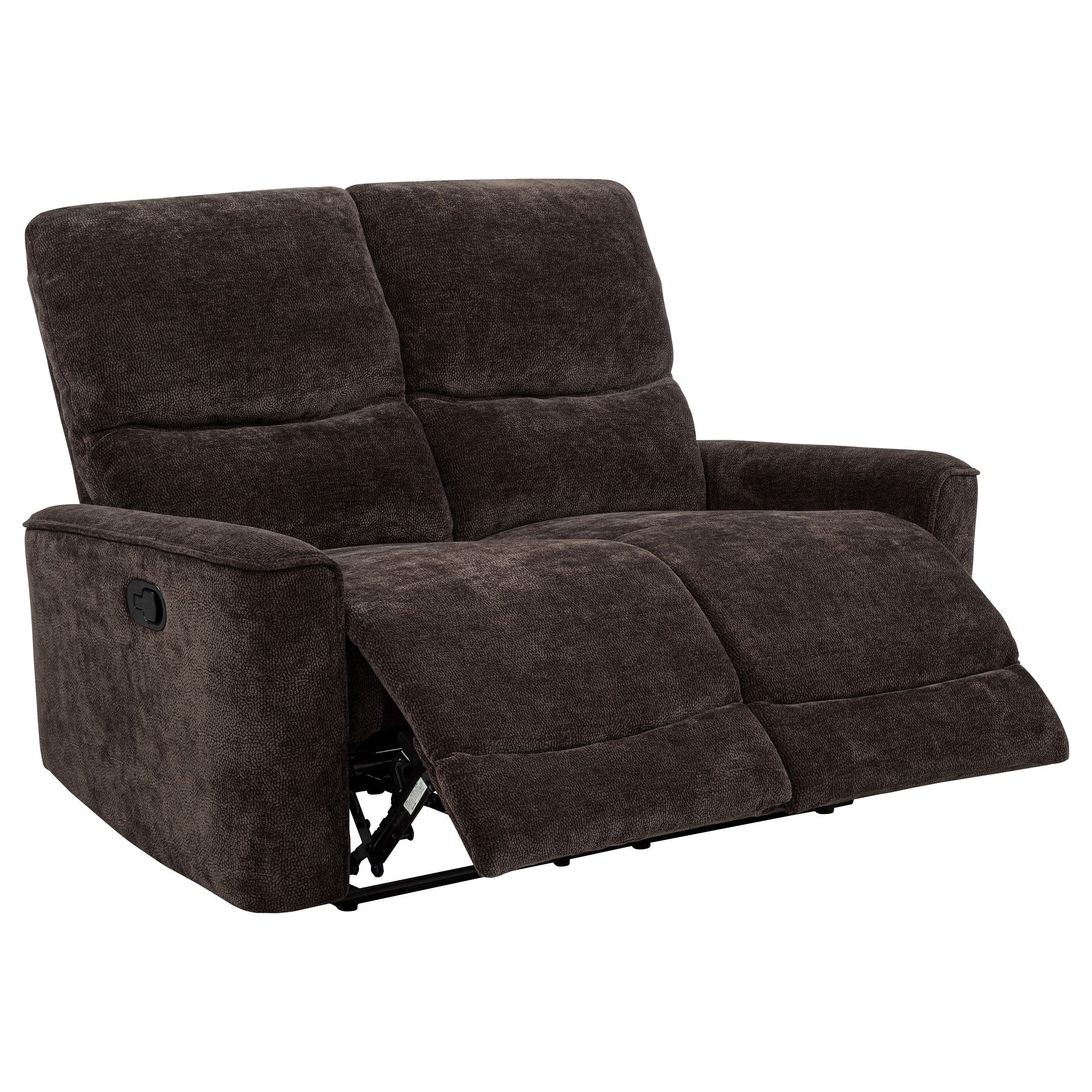 Navarro Chenille Upholstered Reclining Loveseat Dark Brown-