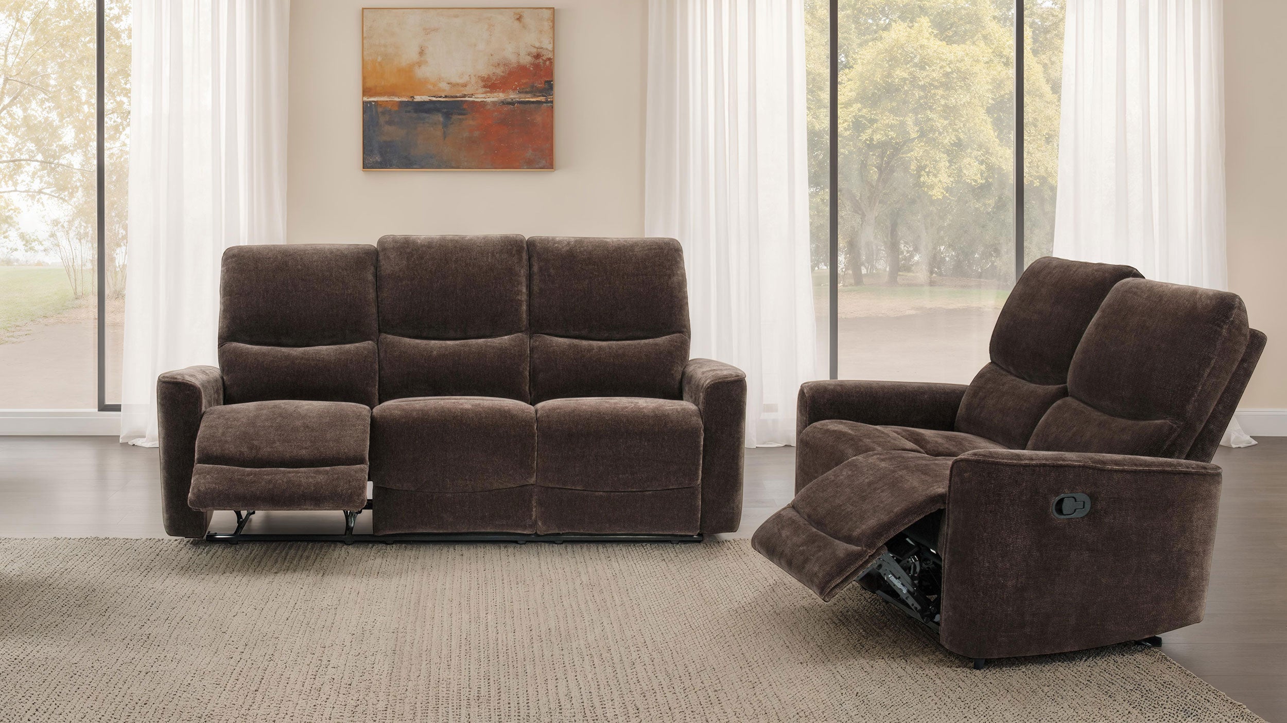 Navarro Chenille Upholstered Reclining Loveseat Dark Brown-