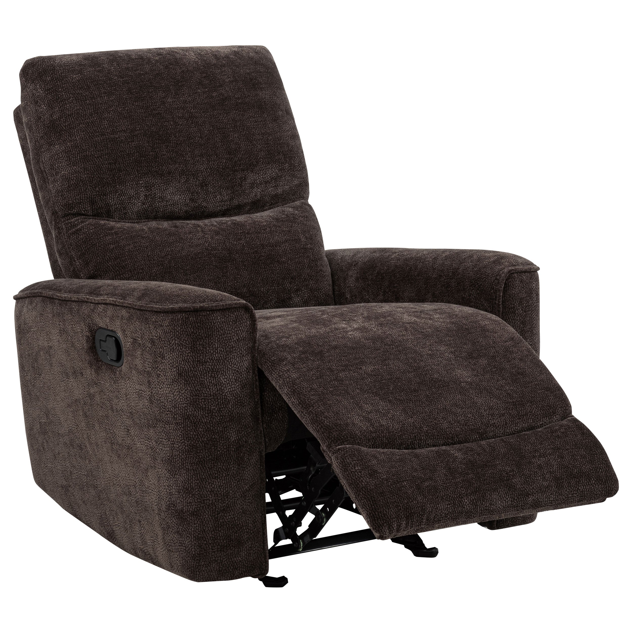 Navarro Chenille Upholstered Glider Recliner Dark Brown-