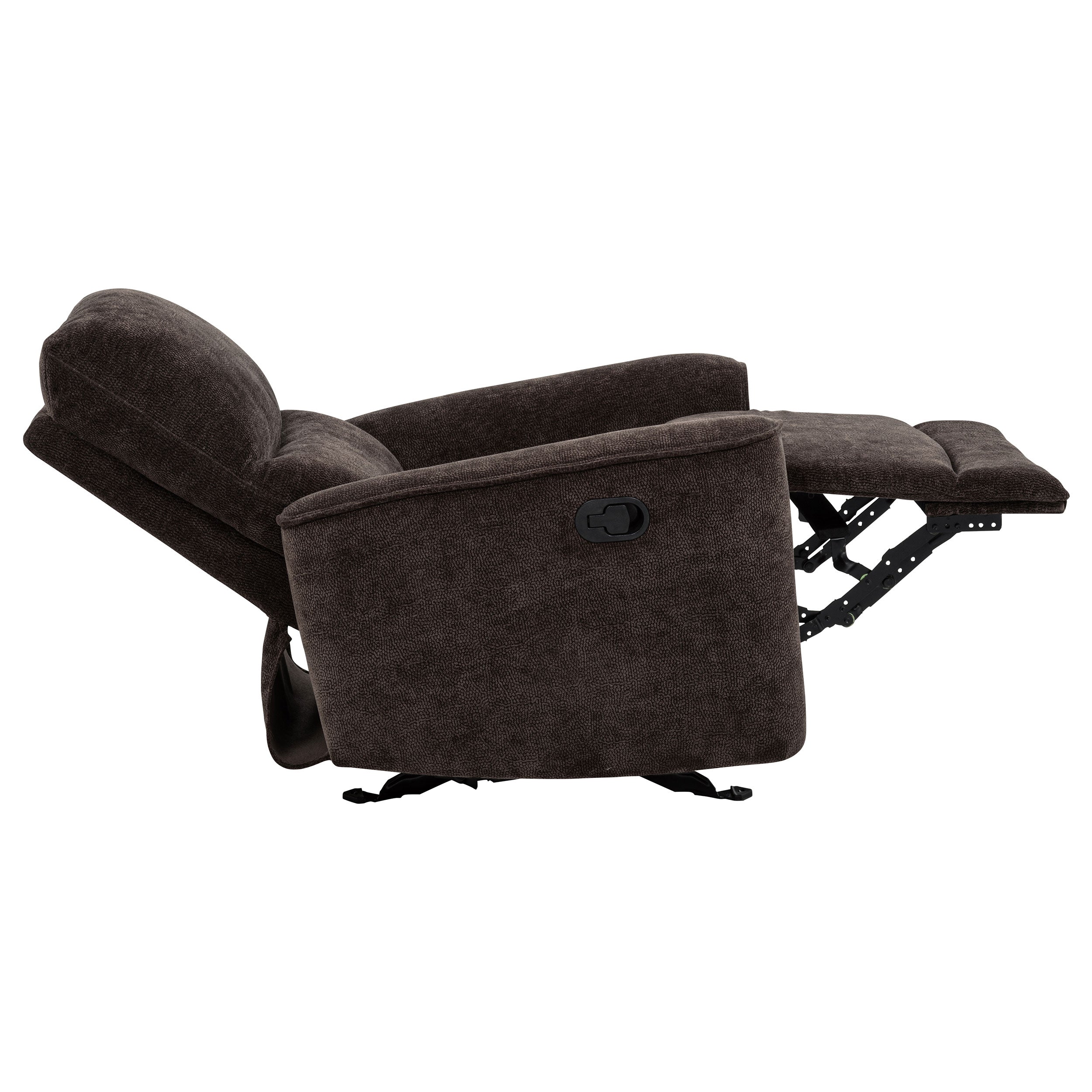 Navarro Chenille Upholstered Glider Recliner Dark Brown-