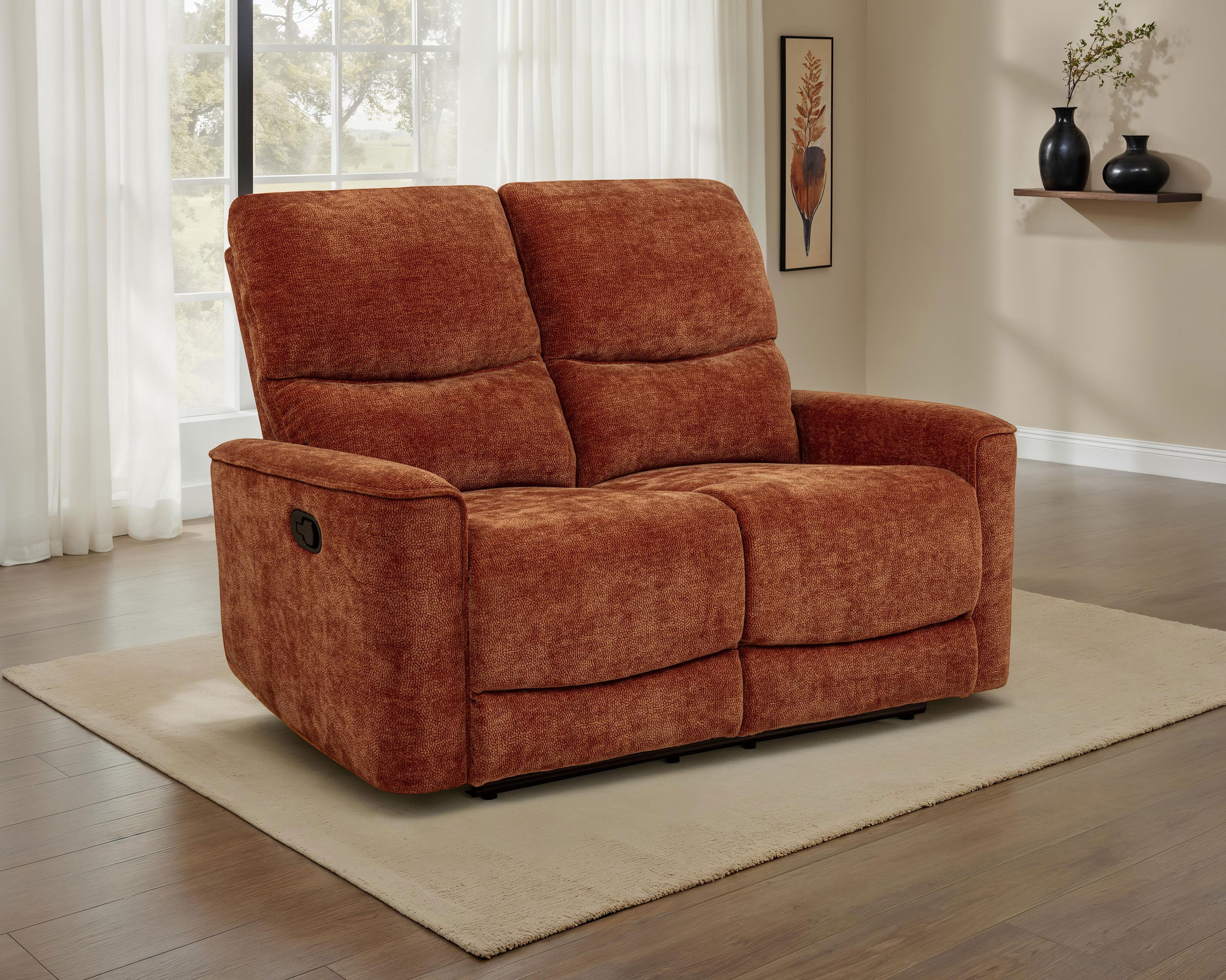 Navarro Chenille Upholstered Reclining Loveseat Burnt Orange-