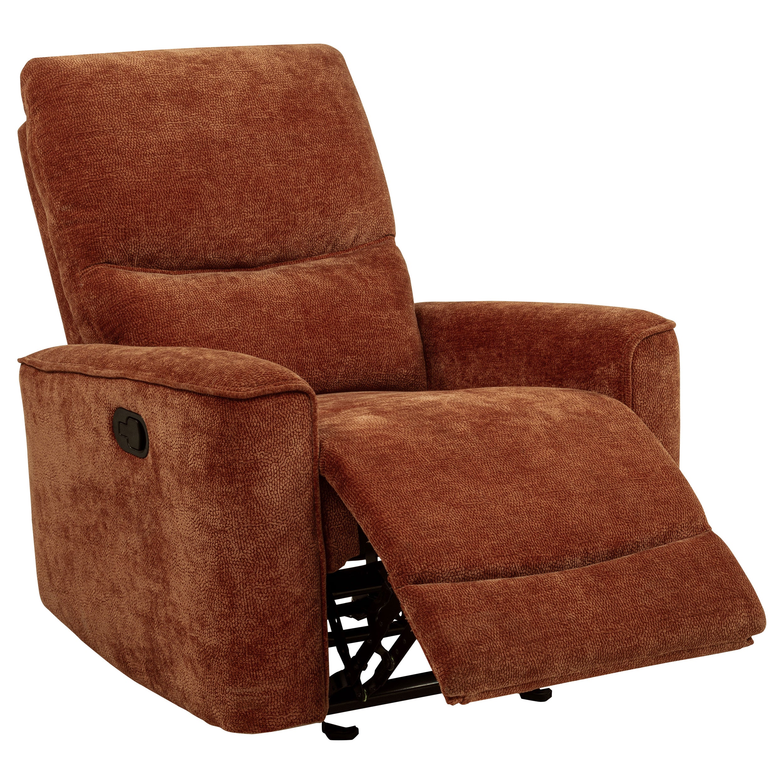 Navarro Chenille Upholstered Glider Recliner Burnt Orange-