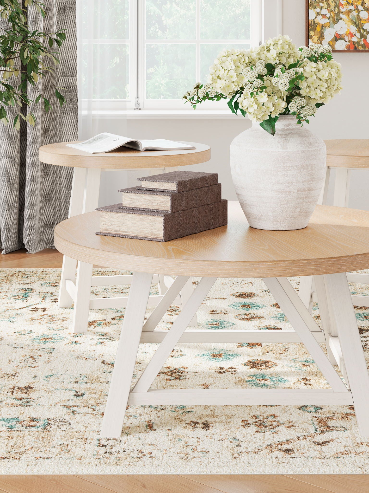 Fawndell - Occasional Table Set (Set of 3) - Antique White / Brown - Best Buy Furniture