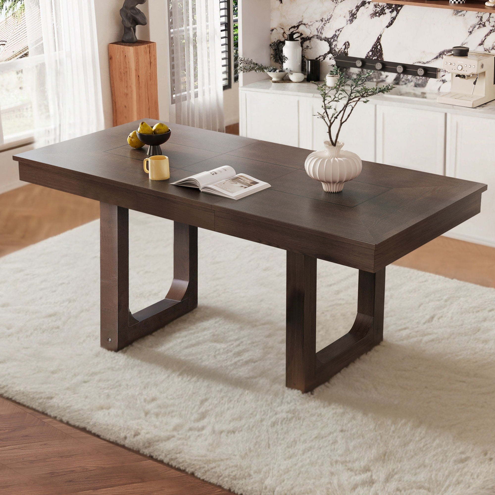 Farmhouse Wooden Kitchen Table With Removable Leaf