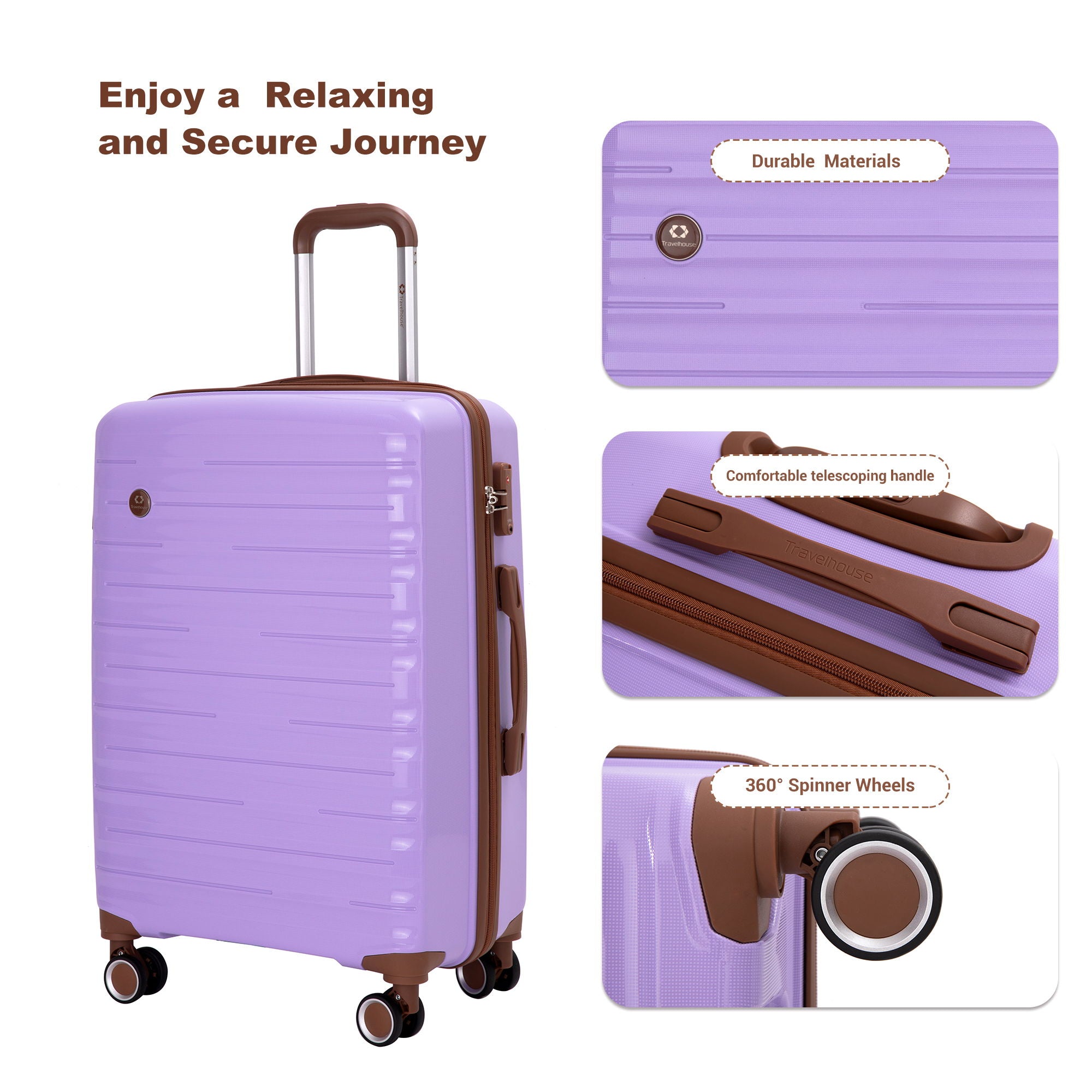 5 Piece Set Hardshell Carry On Luggage Set With Tsa Lock