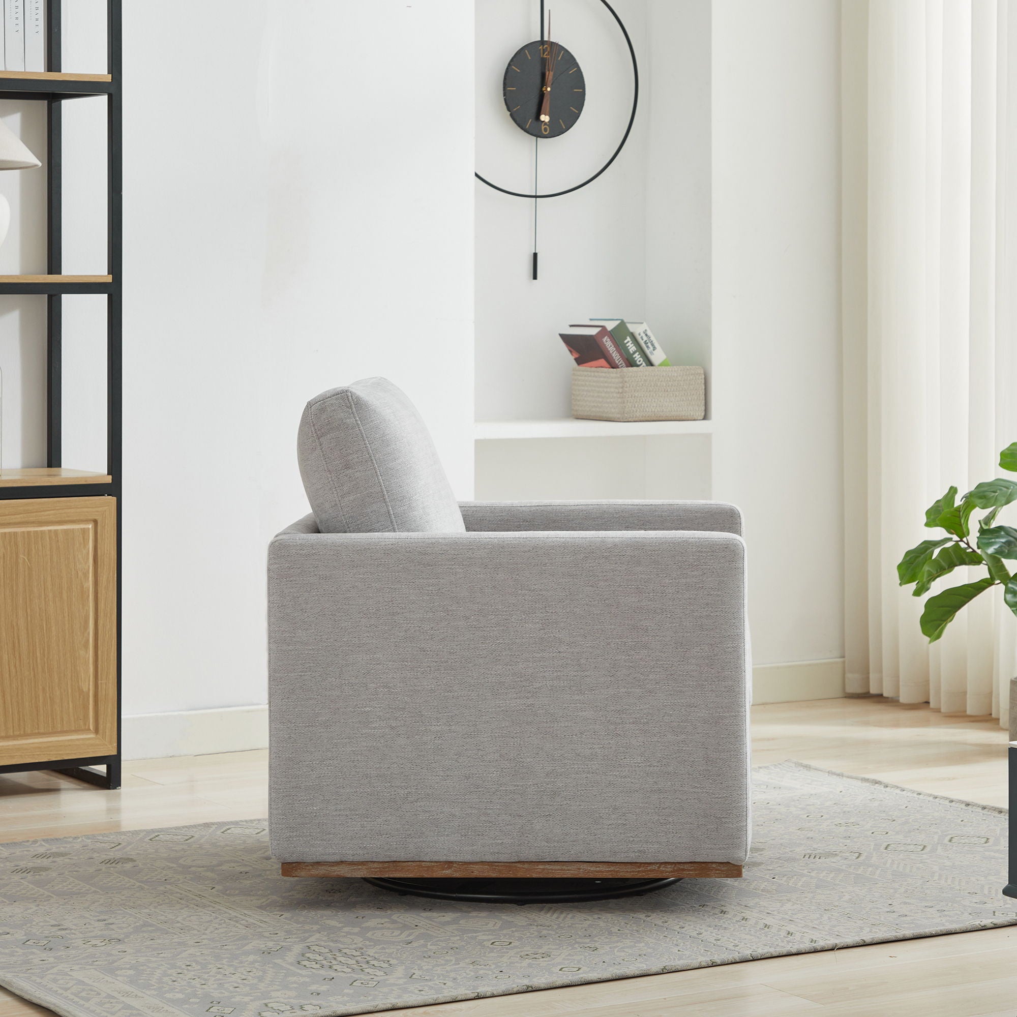 Square Upholstered Swivel Accent Chair For Living Room