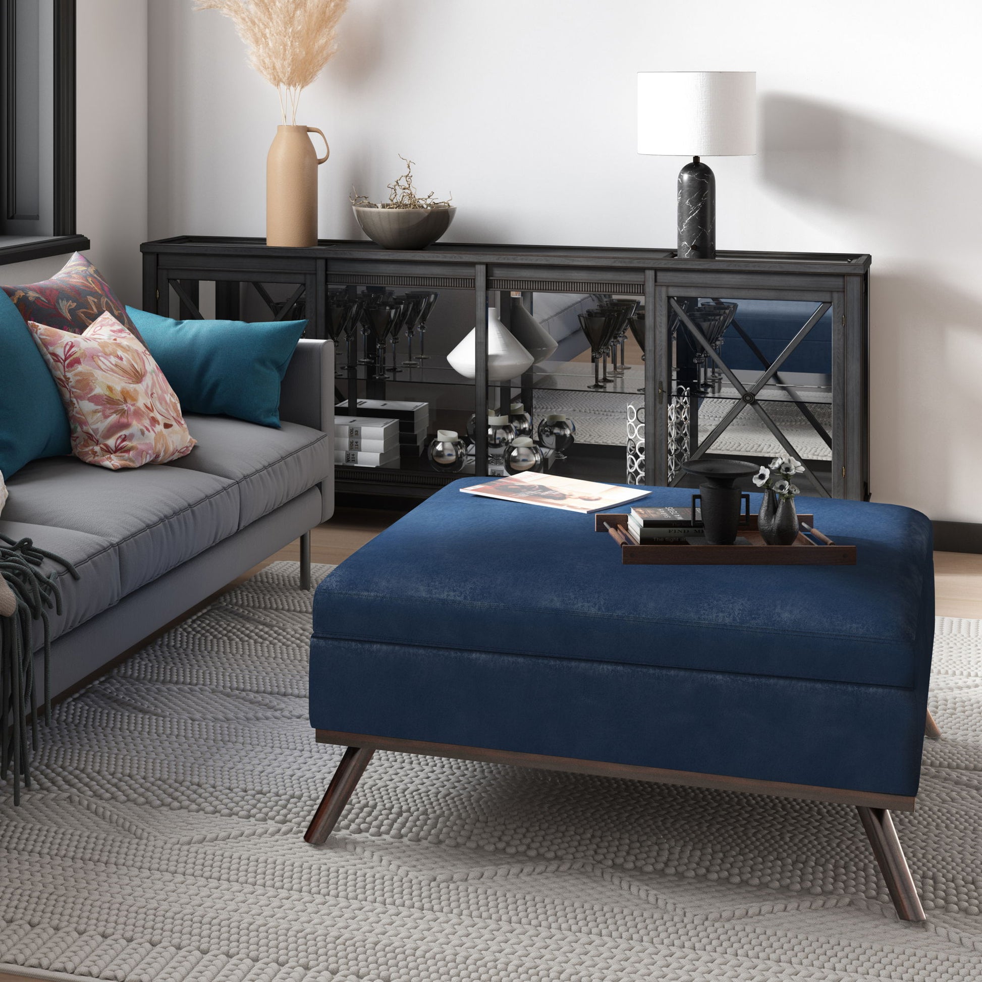 Owen - Multifunctional Square Coffee Table Storage Ottoman - Best Buy Furniture