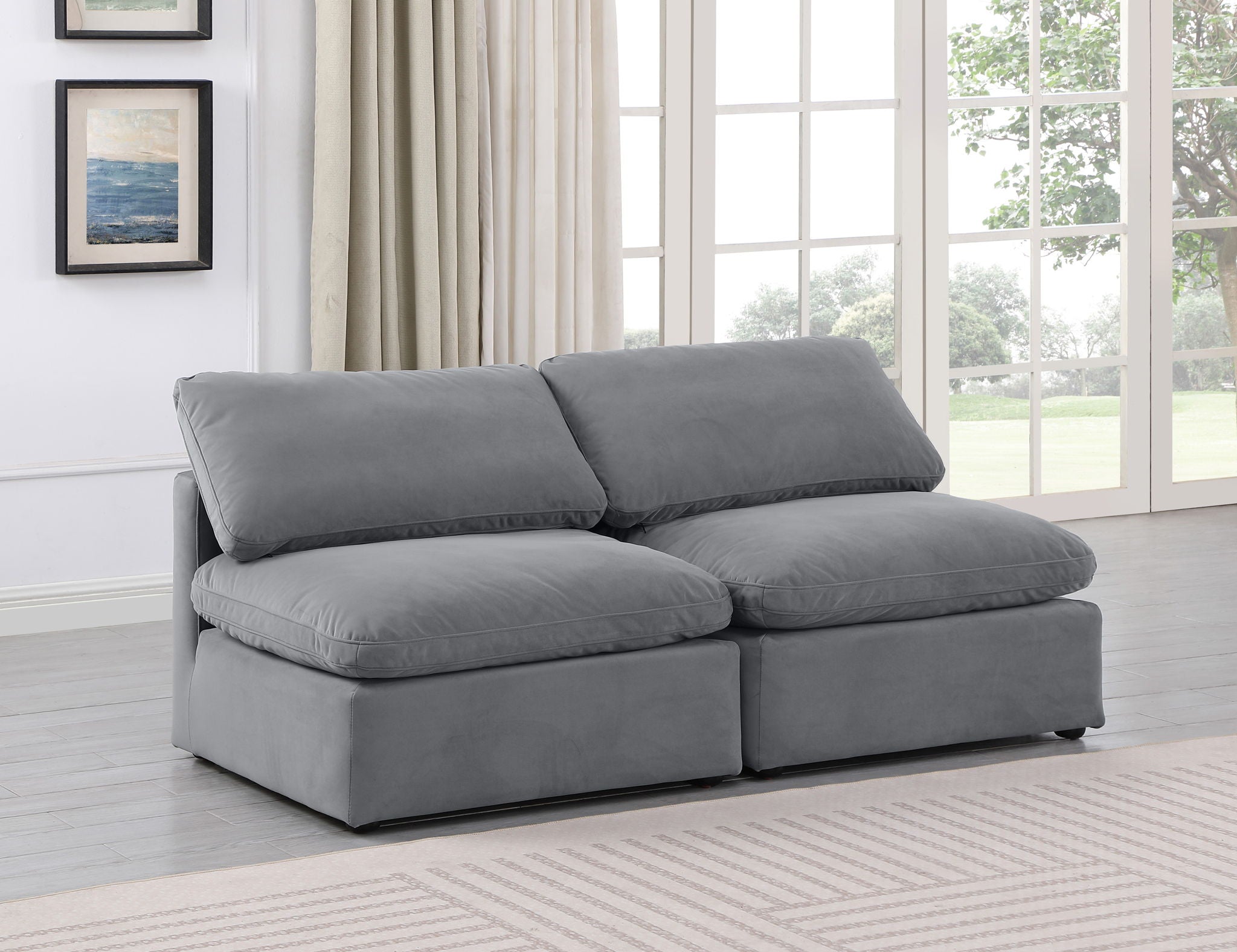 Indulge - Velvet 2 Seat Modular Armless Sofa