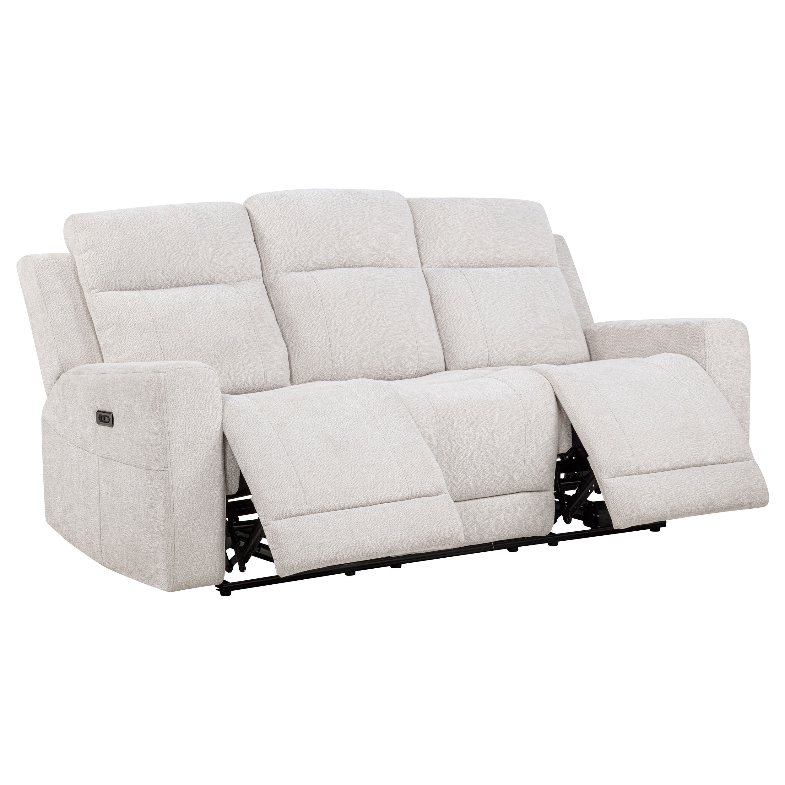 Kennett Chenille Upholstered Power Reclining Sofa Ivory-