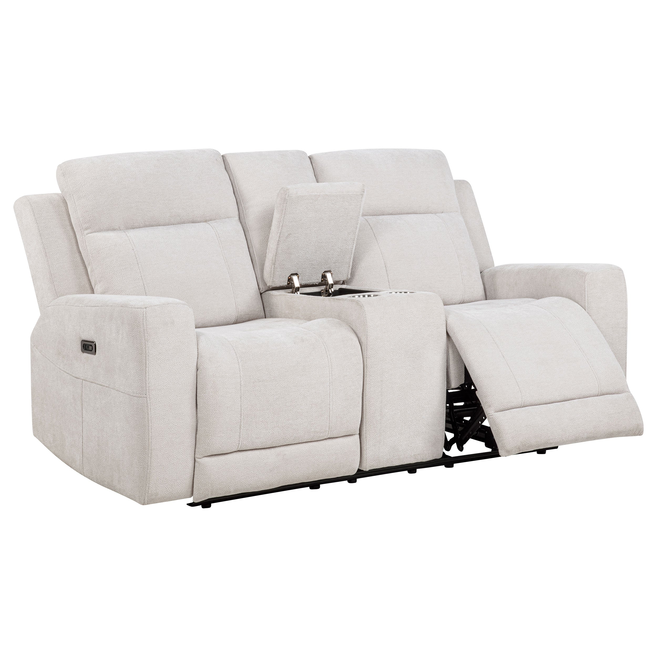 Kennett Chenille Upholstered Power Reclining Loveseat Ivory-