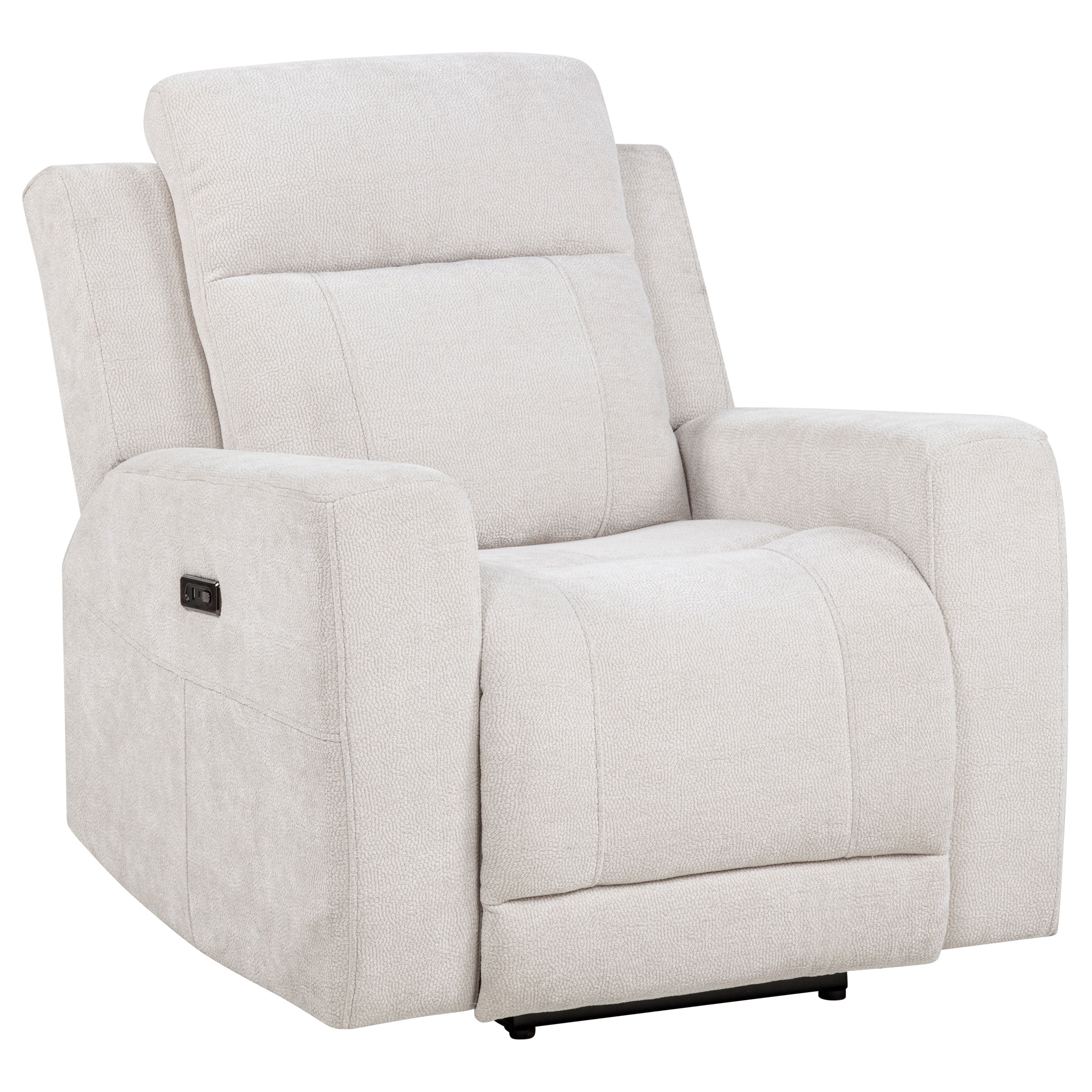 Kennett Chenille Upholstered Power Recliner Chair Ivory-