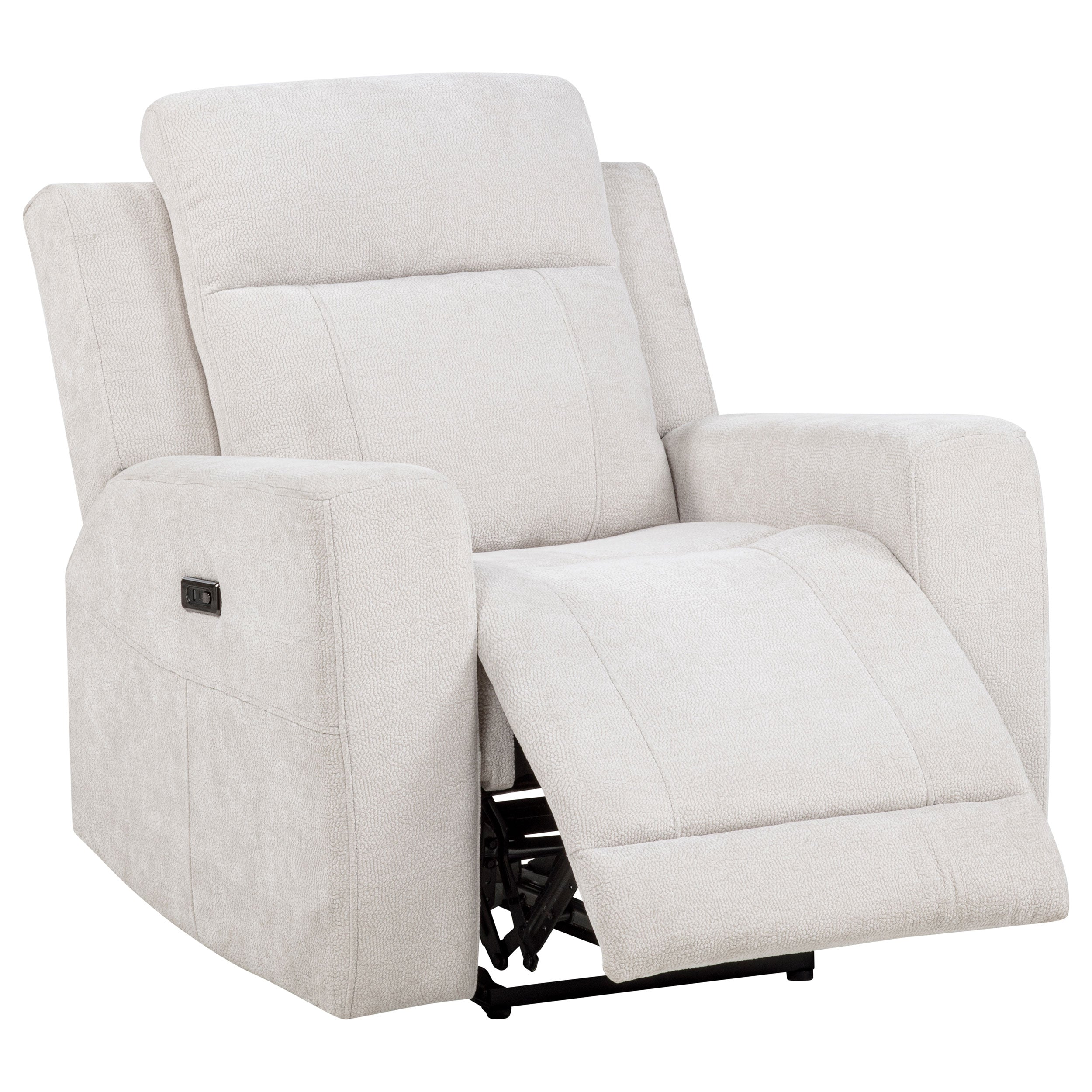 Kennett Chenille Upholstered Power Recliner Chair Ivory-