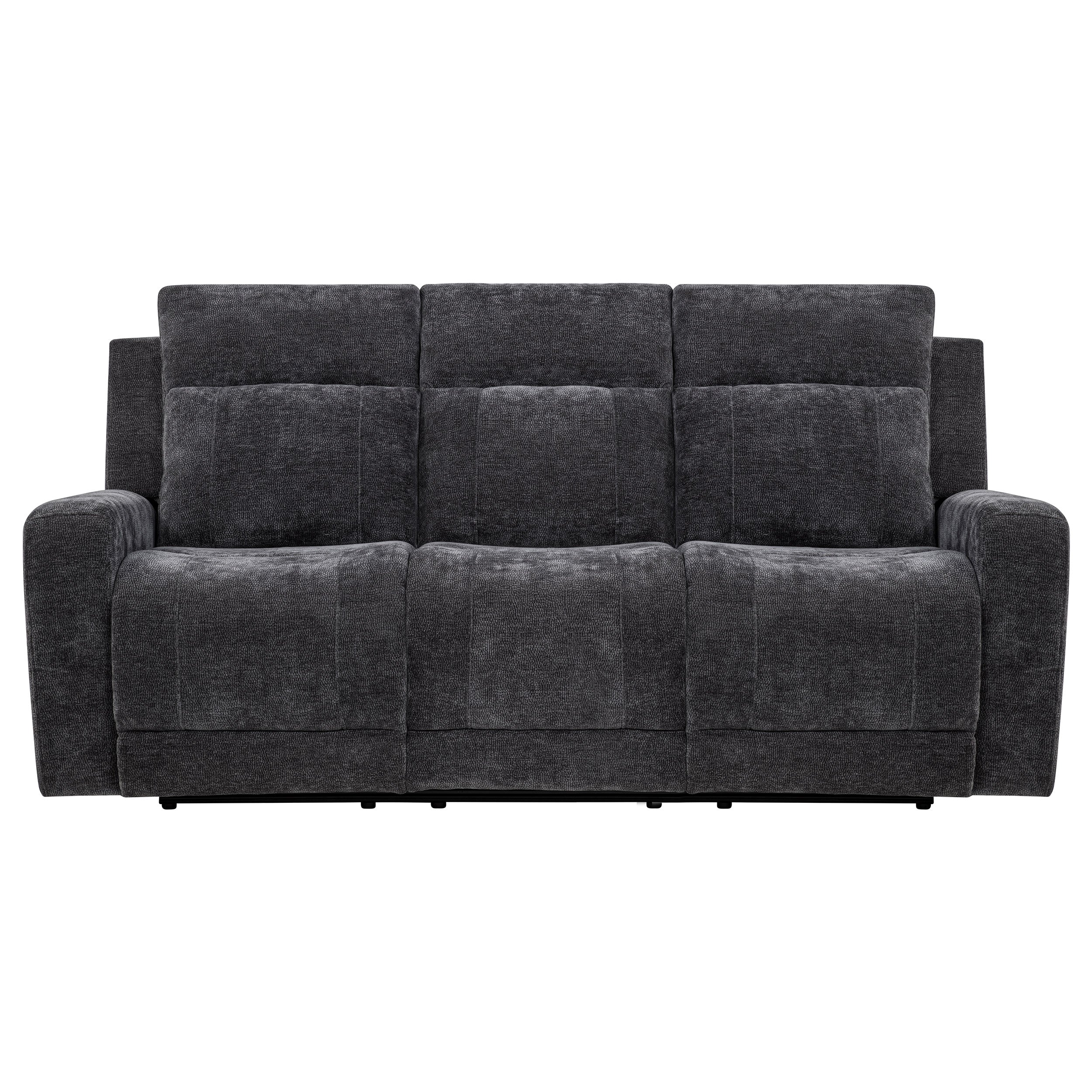 Kennett Chenille Upholstered Power Reclining Sofa Dark Grey-