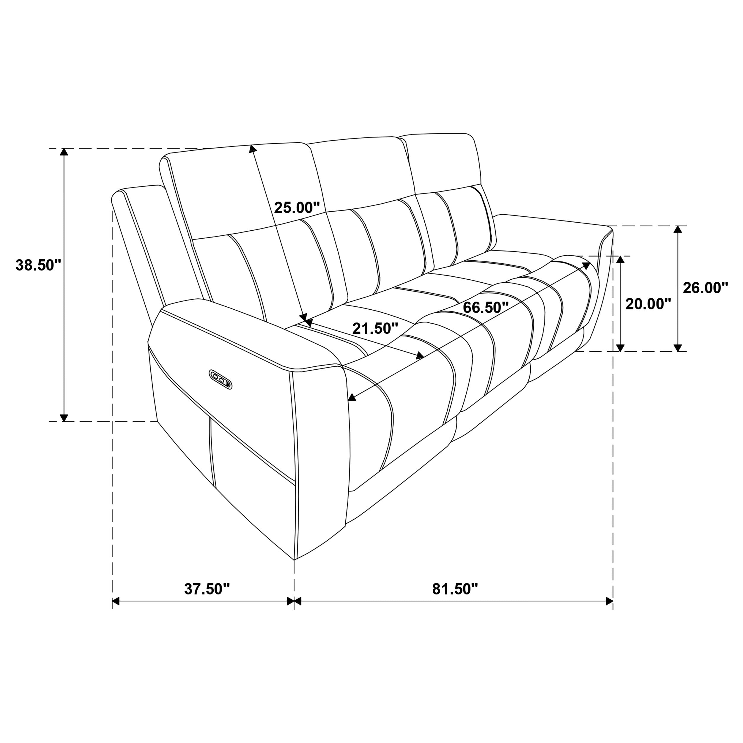 Kennett Chenille Upholstered Power Reclining Sofa Dark Grey-