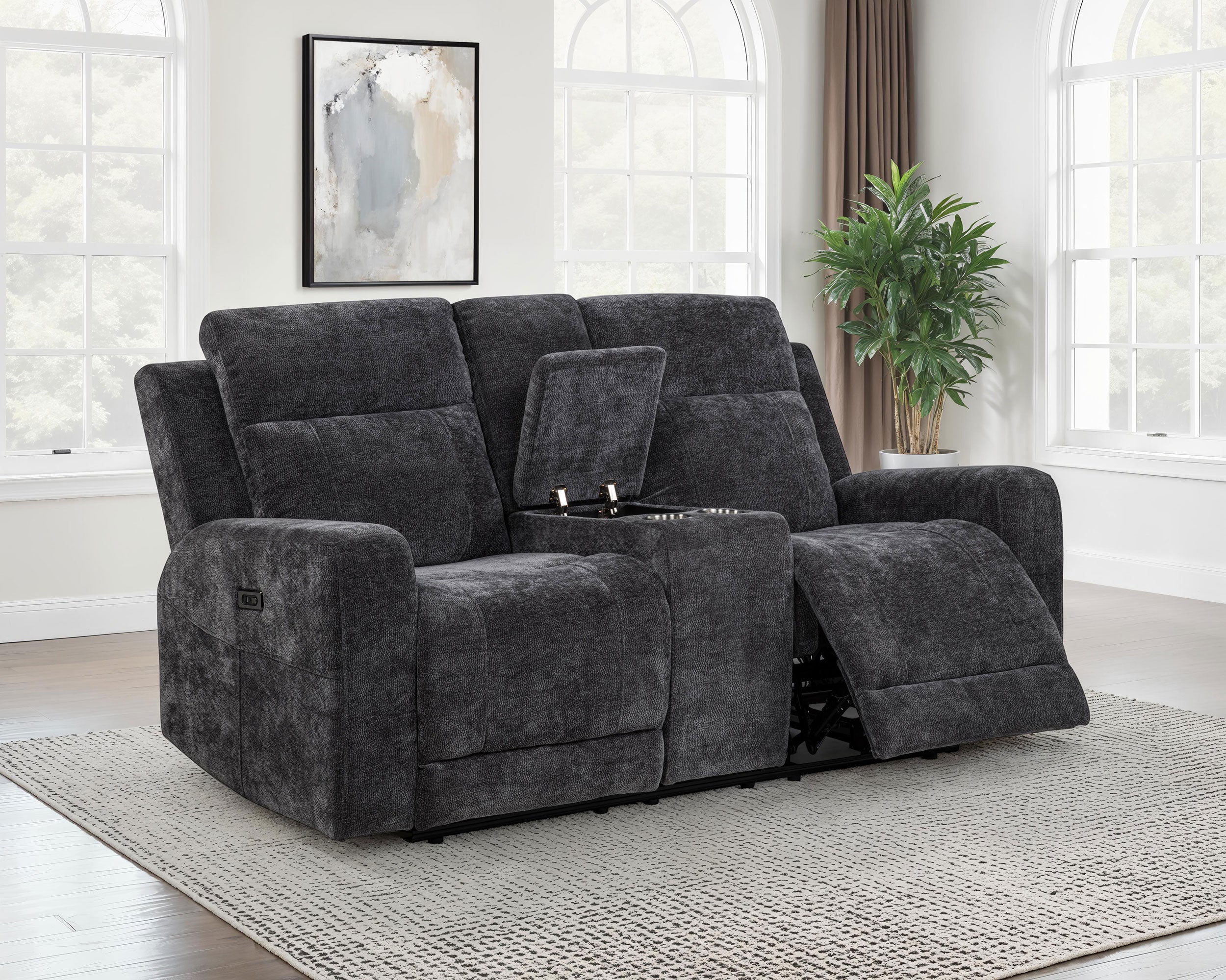 Kennett Chenille Upholstered Power Reclining Loveseat Grey-