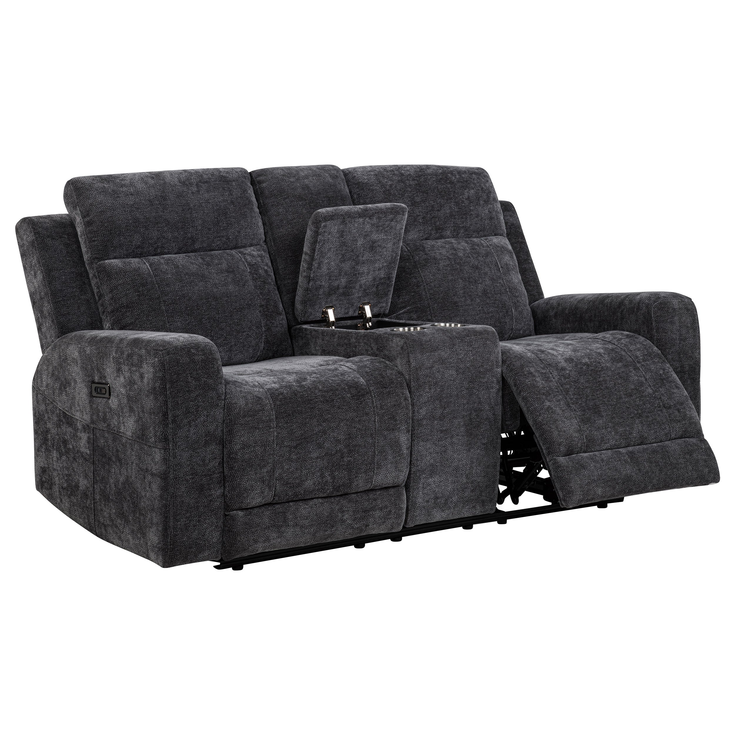 Kennett Chenille Upholstered Power Reclining Loveseat Grey-