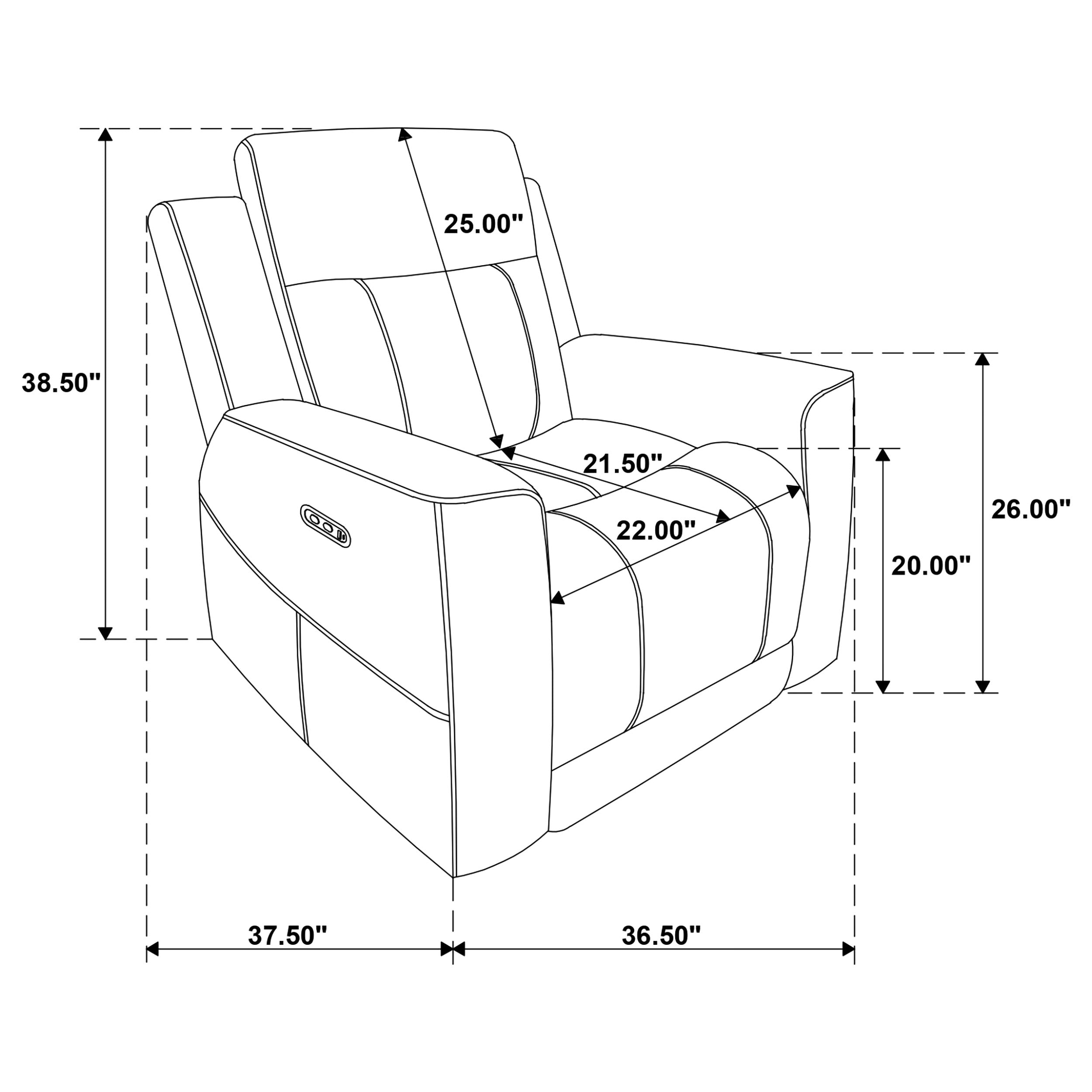 Kennett Chenille Upholstered Power Recliner Chair Dark Grey-