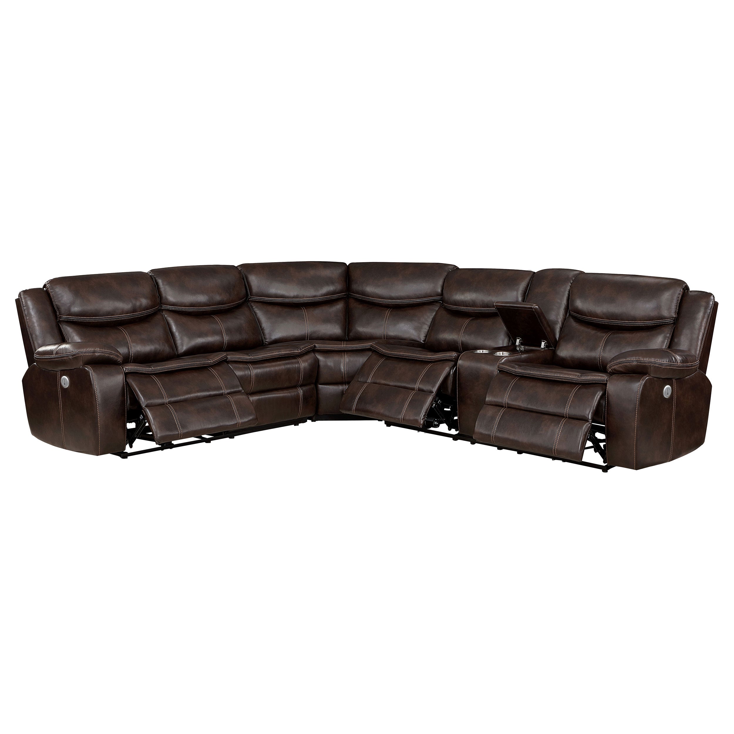 Sycamore Upholstered Power Reclining Sectional Sofa Brown-