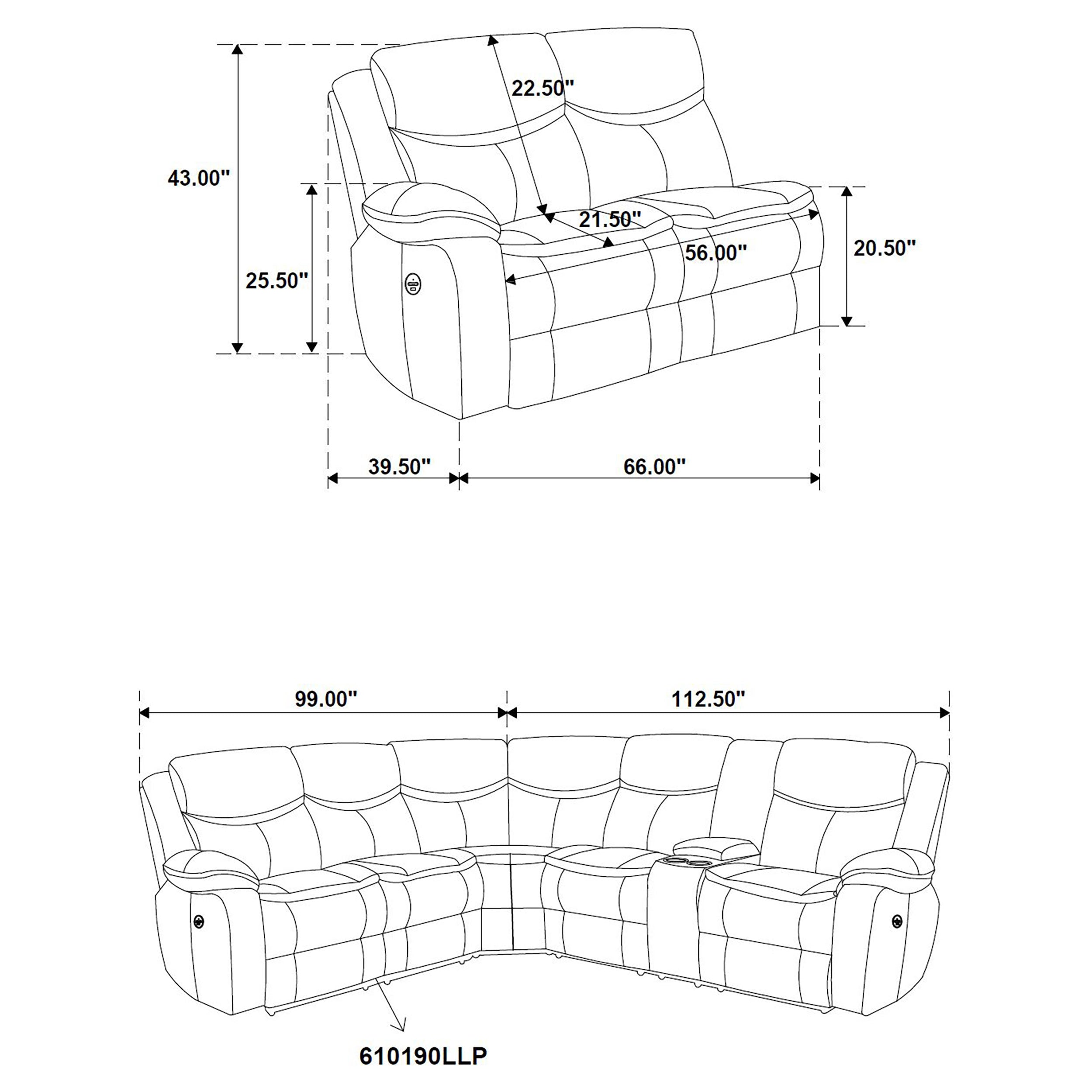 Sycamore Upholstered Power Reclining Sectional Sofa Brown-