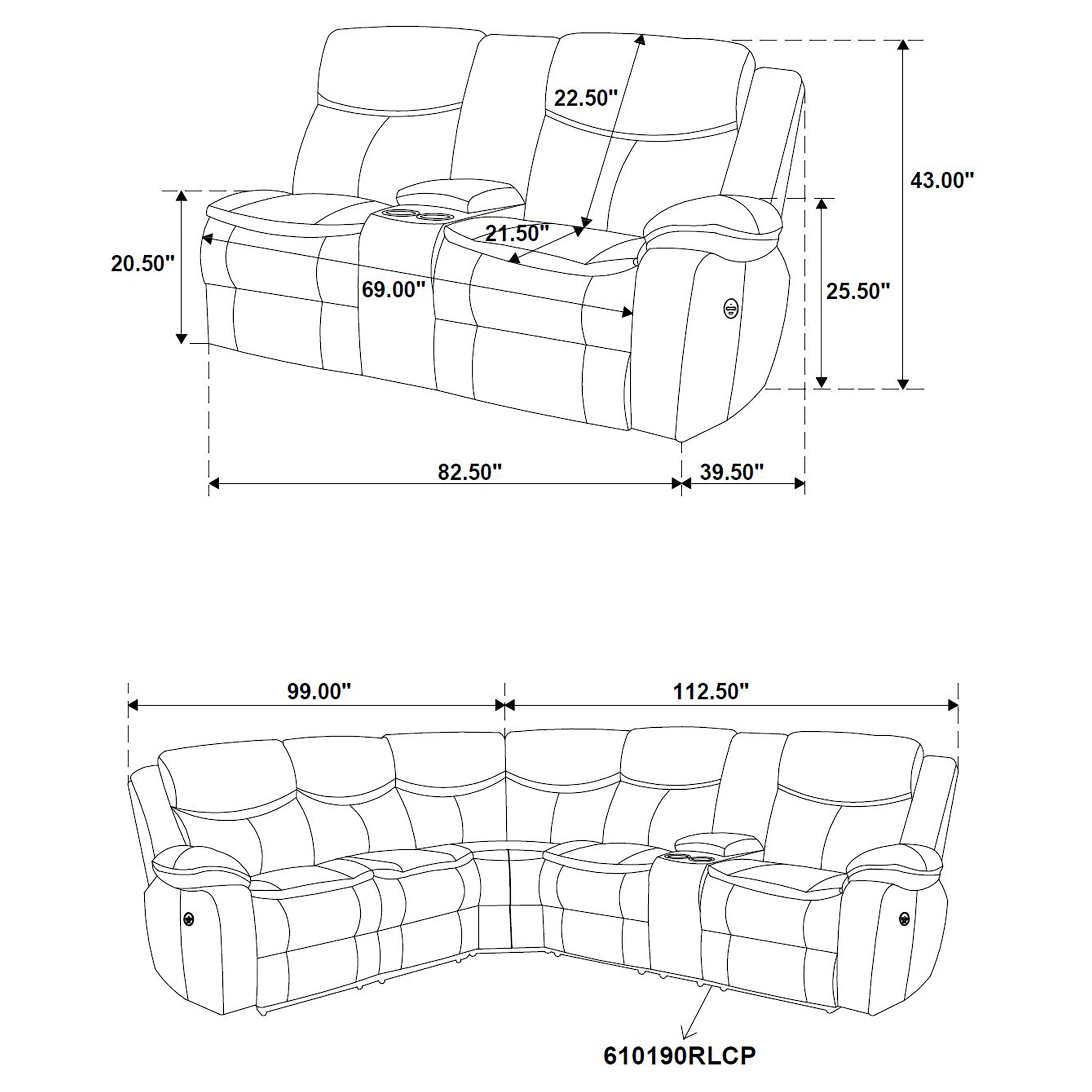 Sycamore Upholstered Power Reclining Sectional Sofa Brown-