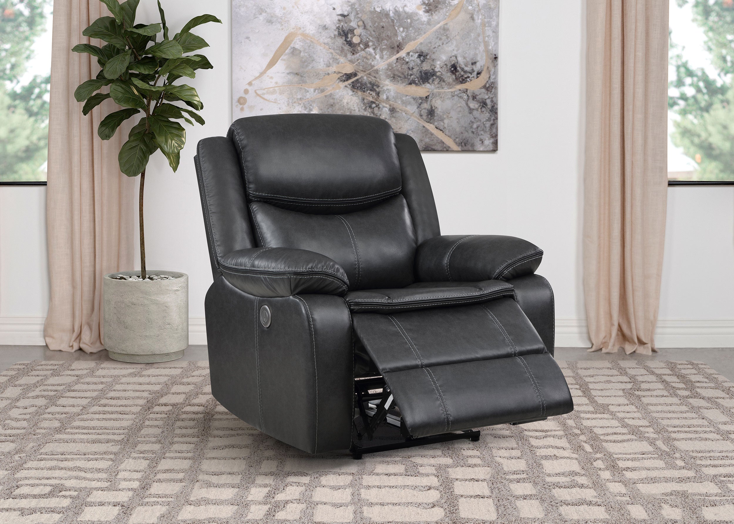 Sycamore Upholstered Power Recliner Chair Dark Grey-