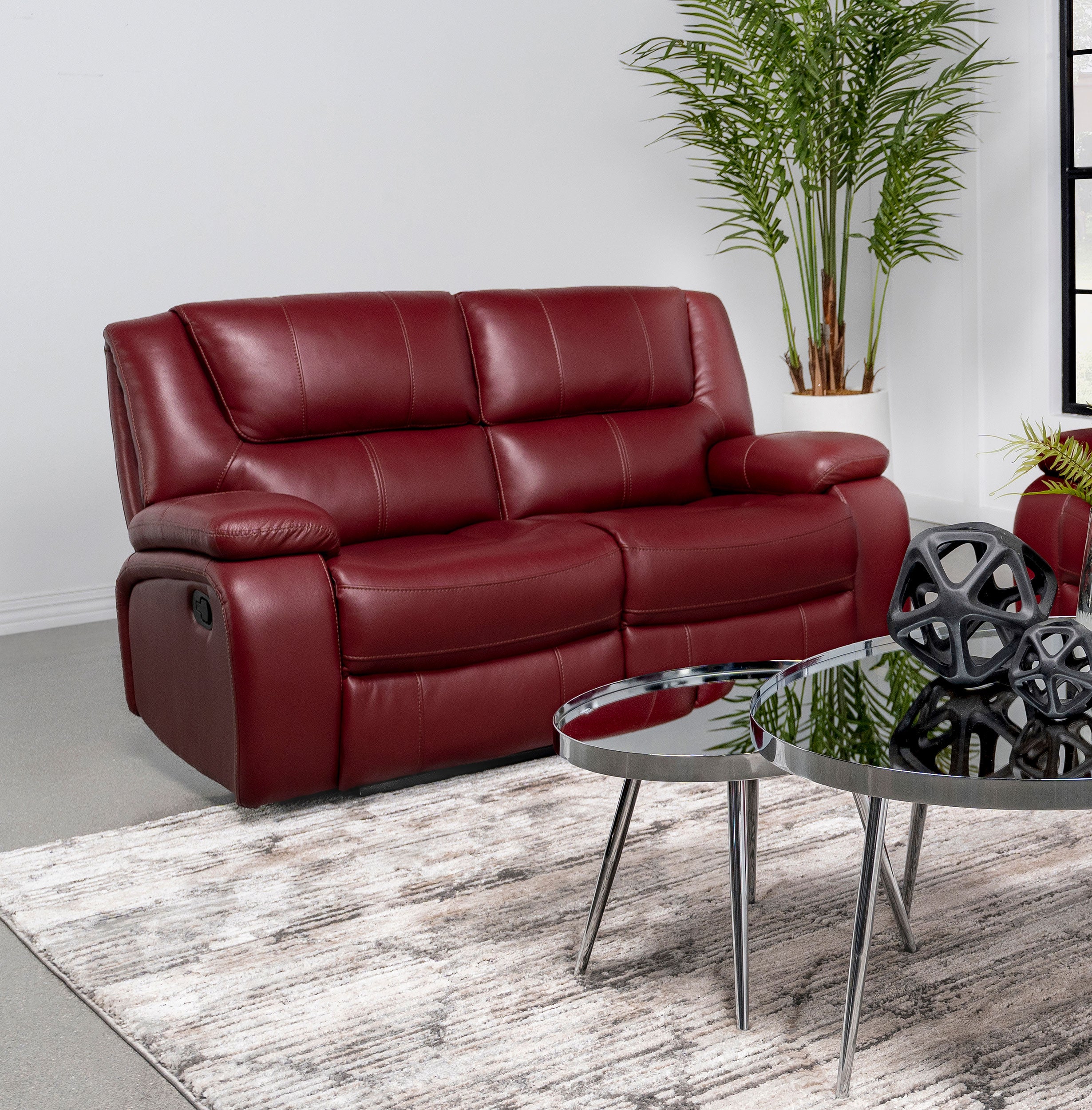 Camila Upholstered Motion Reclining Loveseat Red-