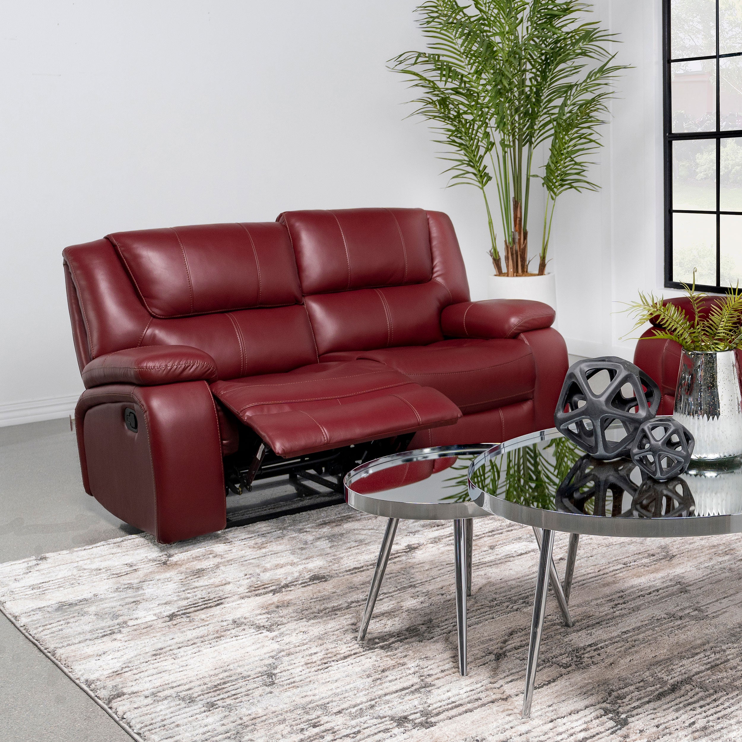 Camila Upholstered Motion Reclining Loveseat Red-