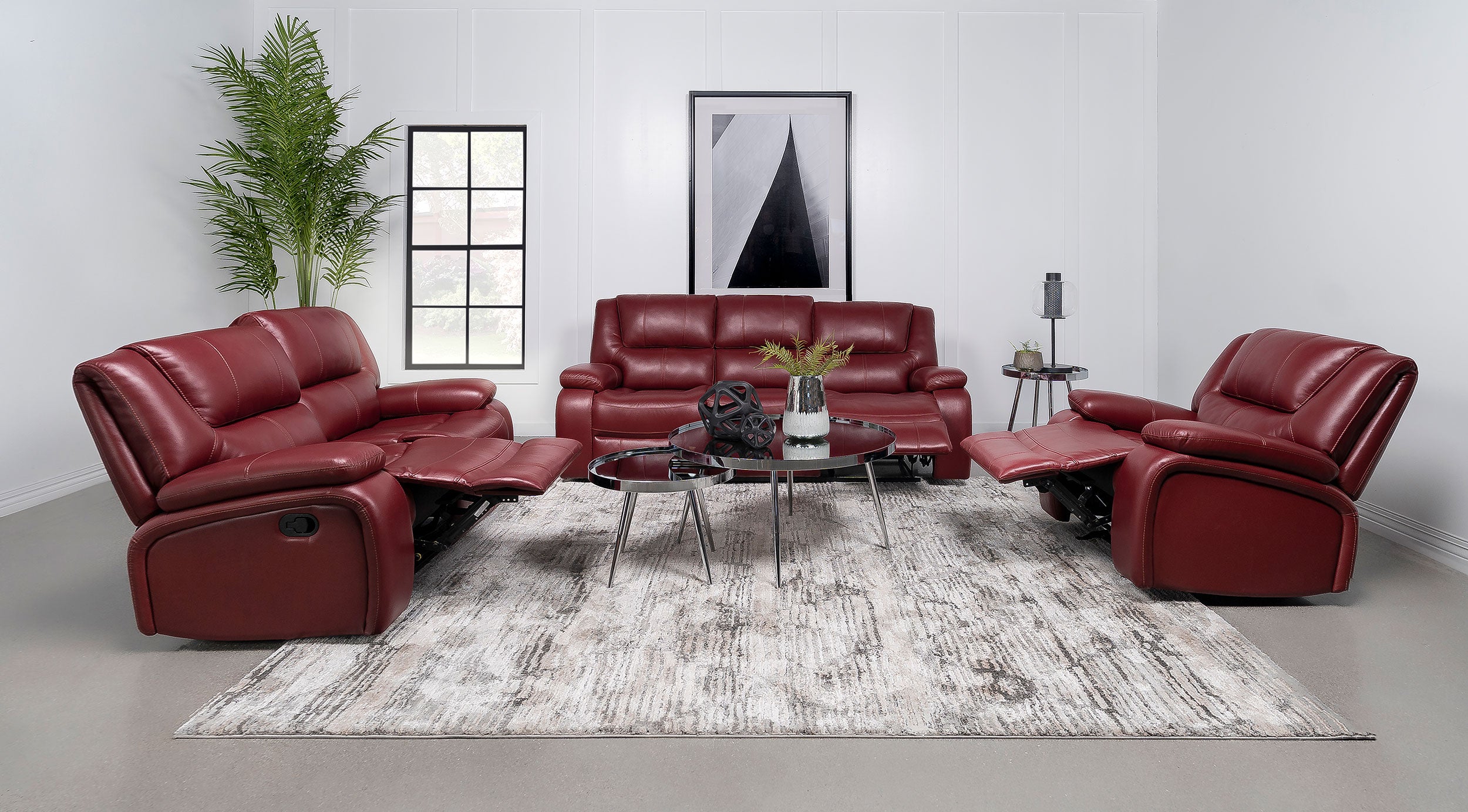 Camila Upholstered Motion Reclining Loveseat Red-