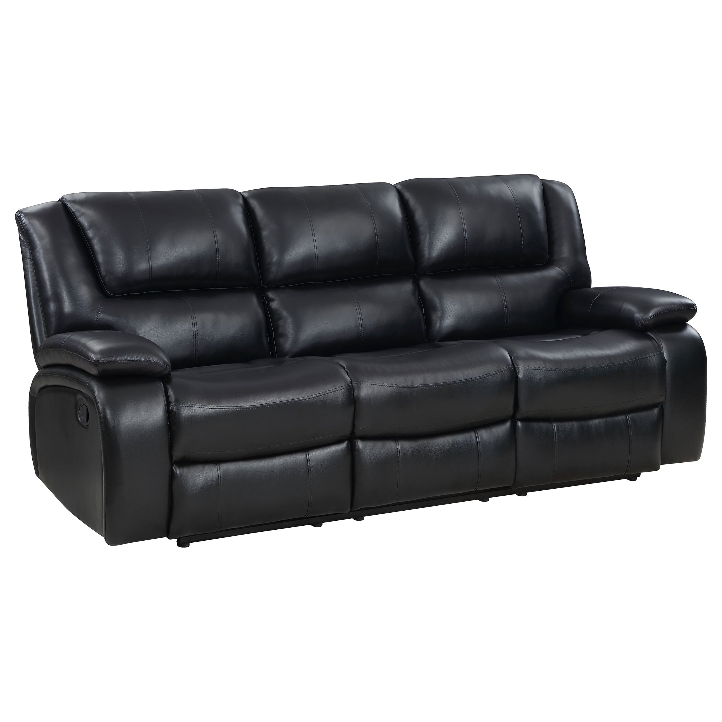 Camila Upholstered Motion Reclining Sofa Black-