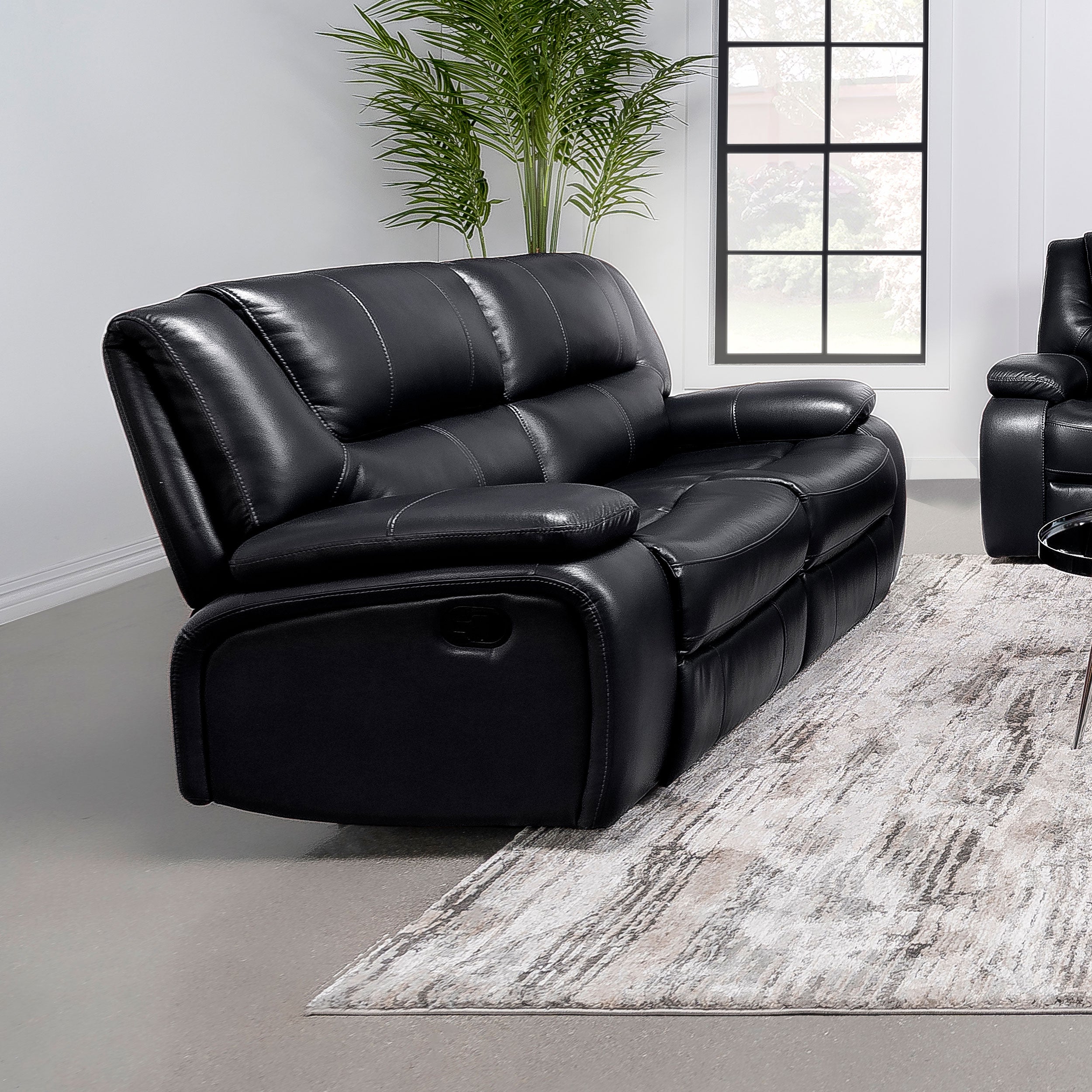 Camila Upholstered Motion Reclining Loveseat Black-
