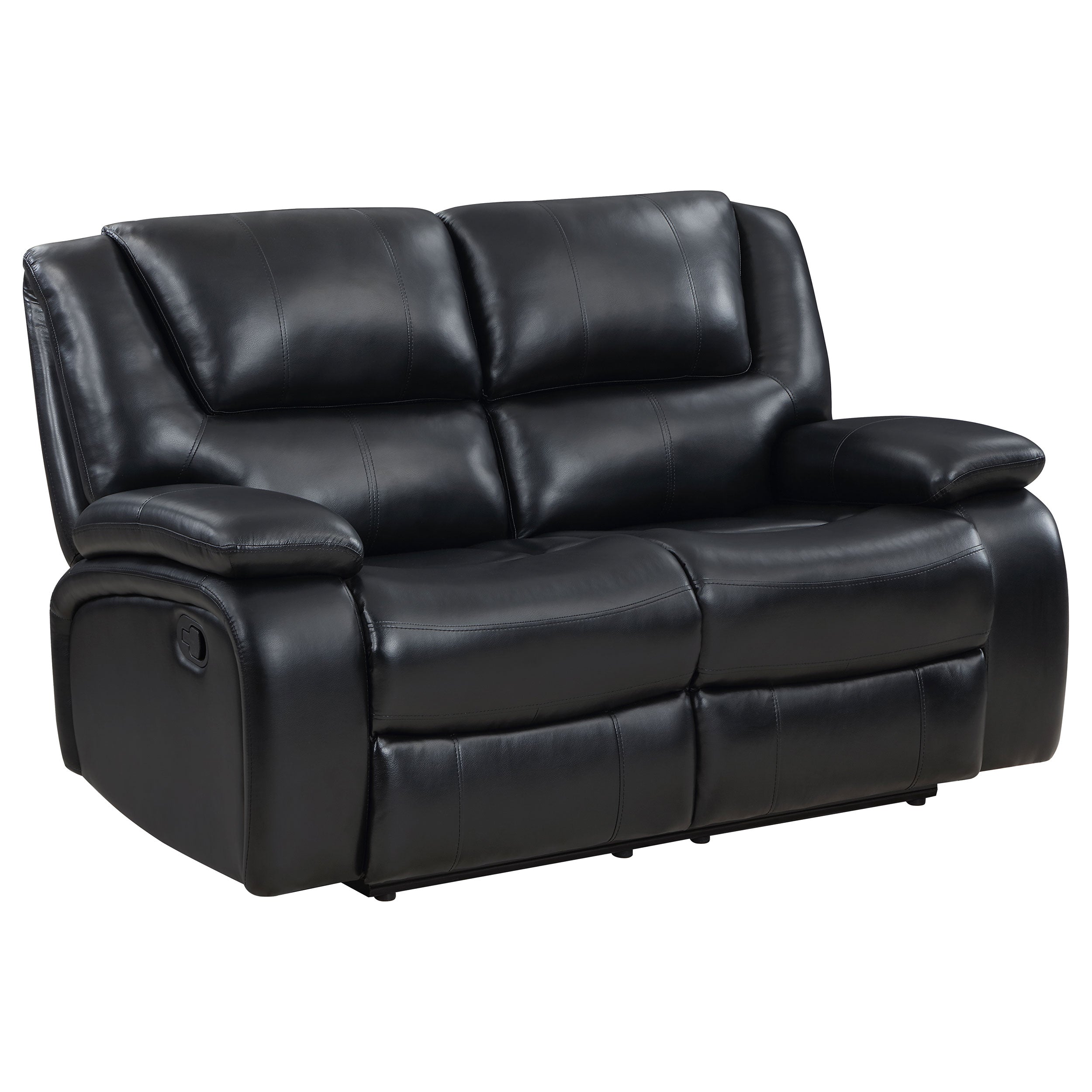 Camila Upholstered Motion Reclining Loveseat Black-