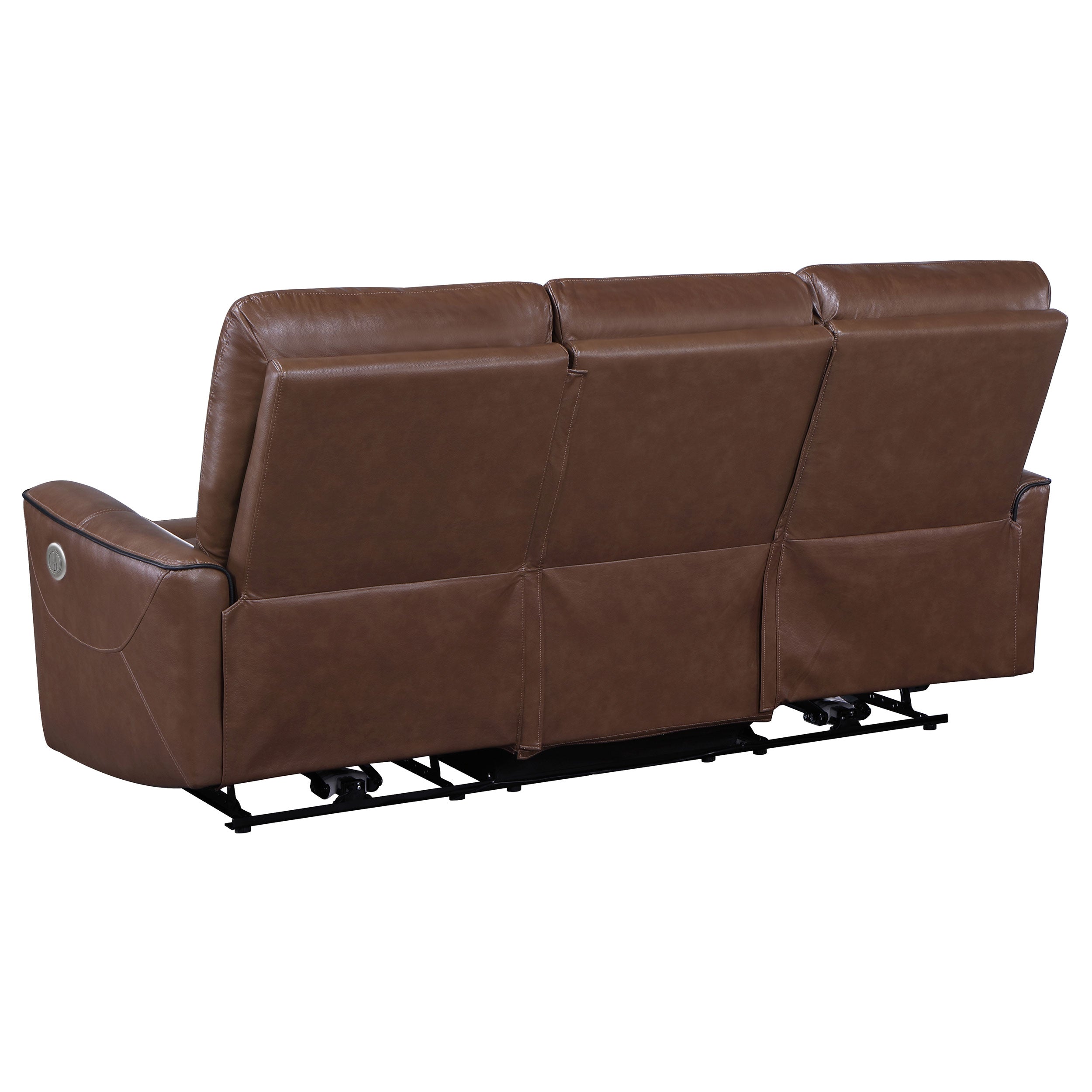 Greenfield Upholstered Power Reclining Sofa Saddle Brown-
