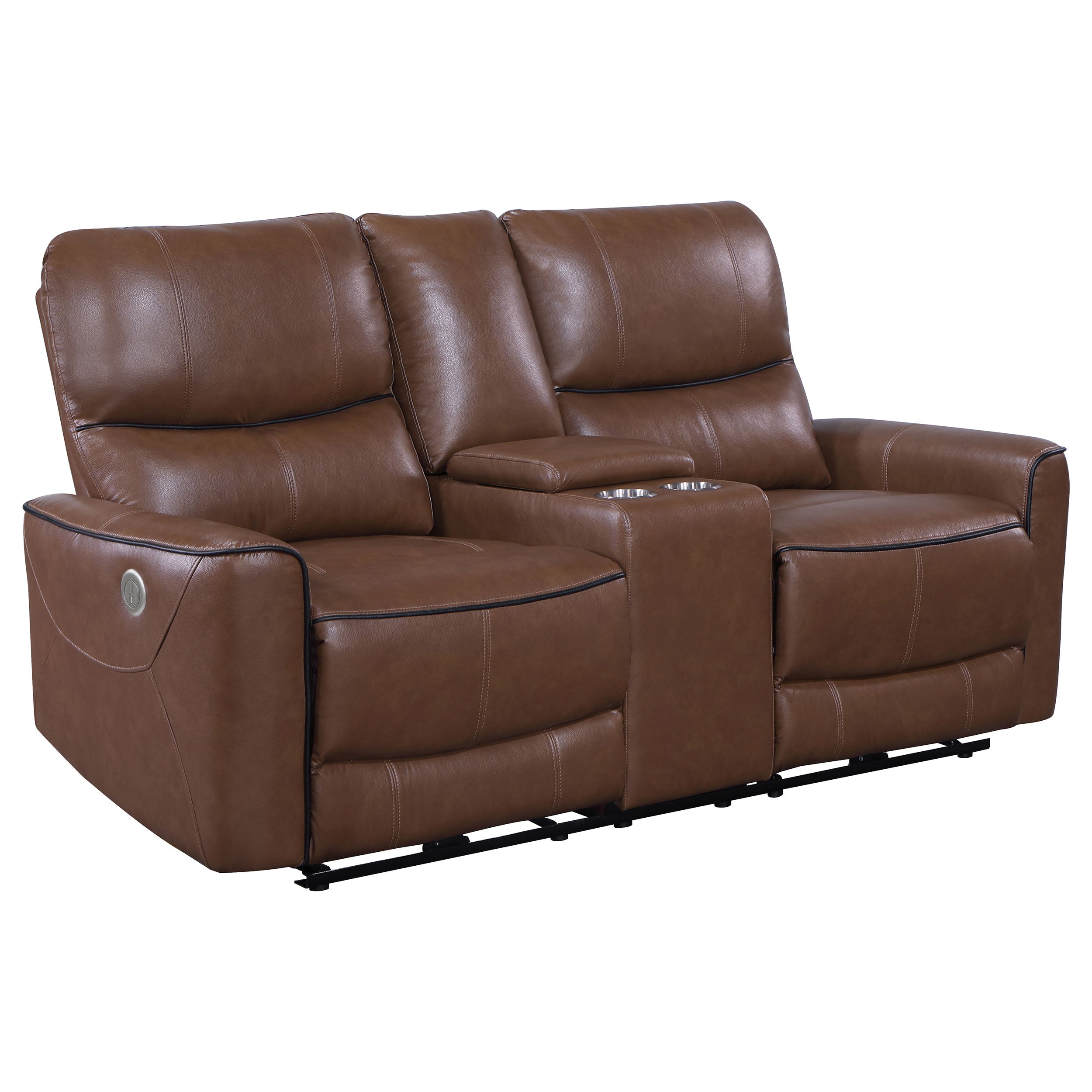Greenfield Upholstered Power Reclining Loveseat Saddle Brown-