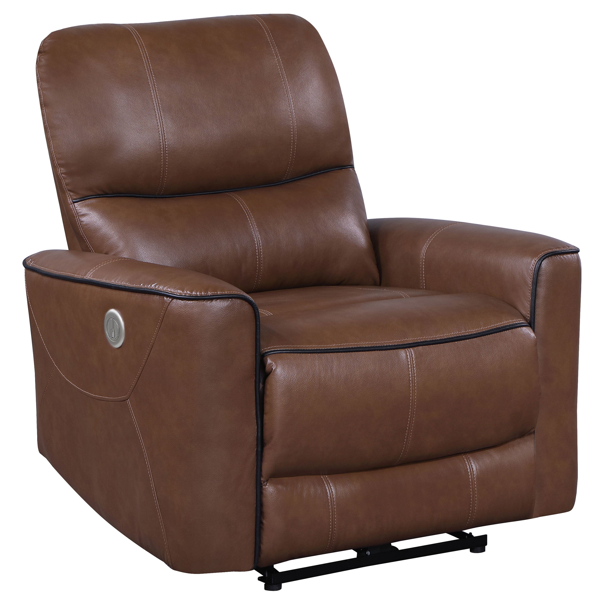 Greenfield Upholstered Power Recliner Chair Saddle Brown-