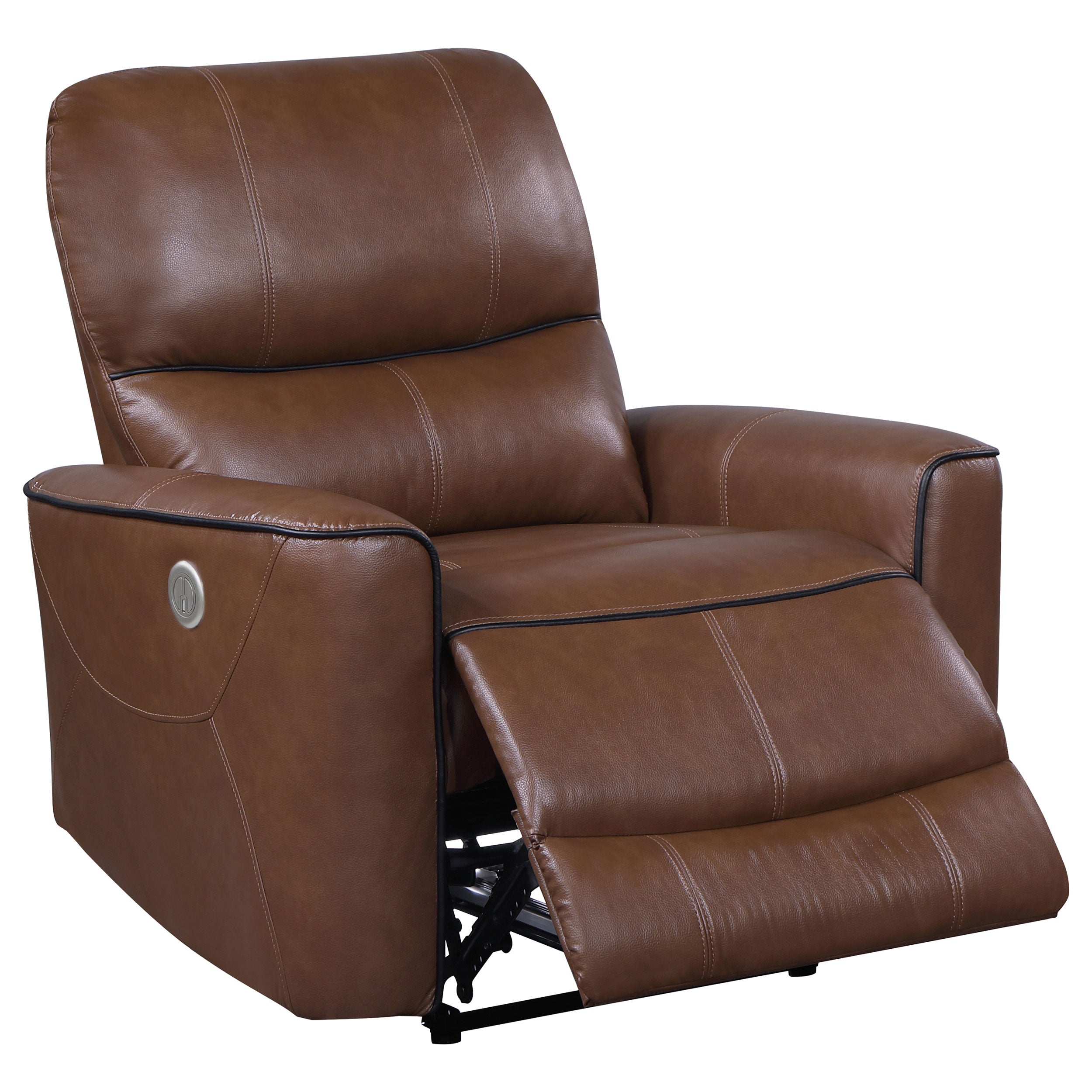 Greenfield Upholstered Power Recliner Chair Saddle Brown-