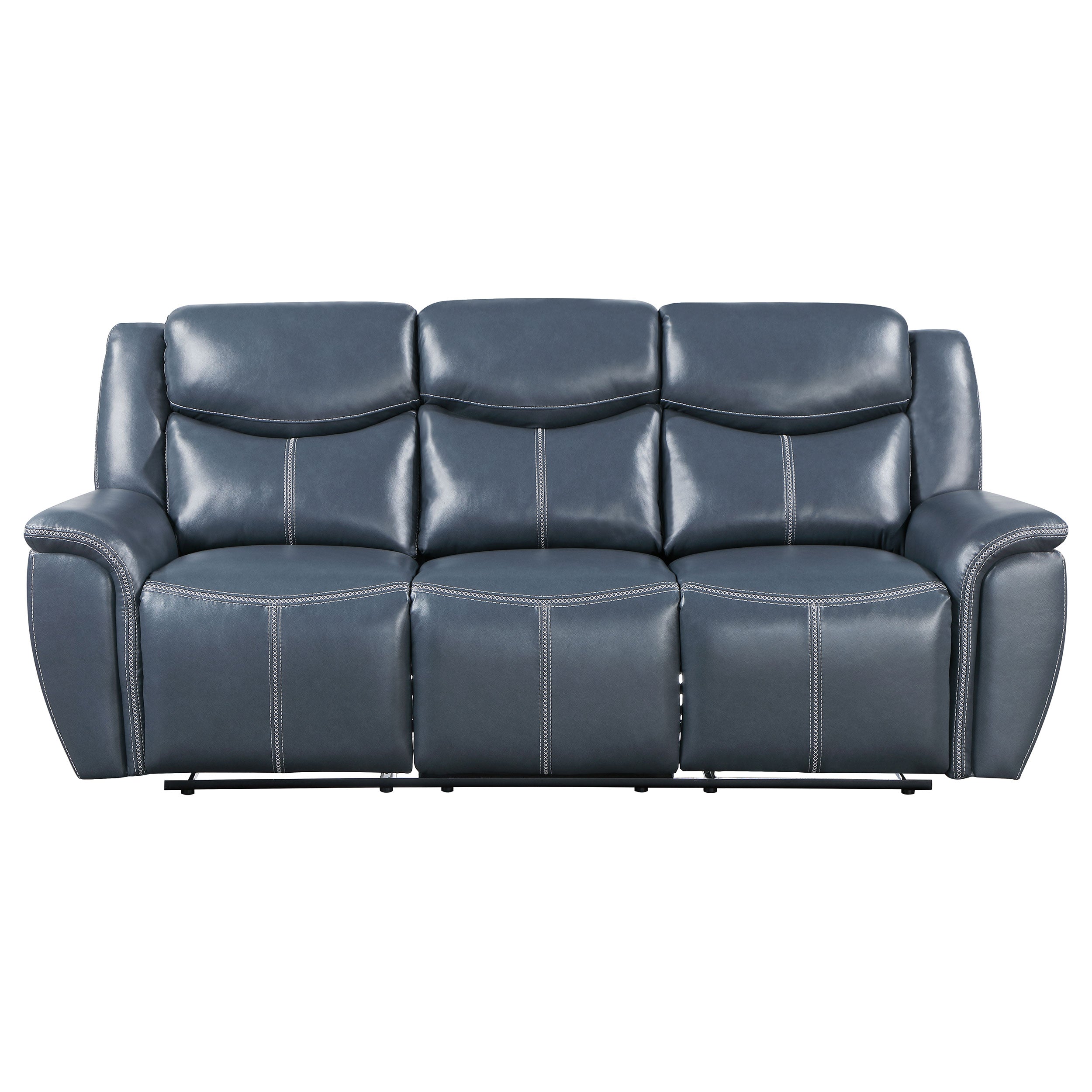 Sloane Upholstered Padded Arm Reclining Sofa Blue-