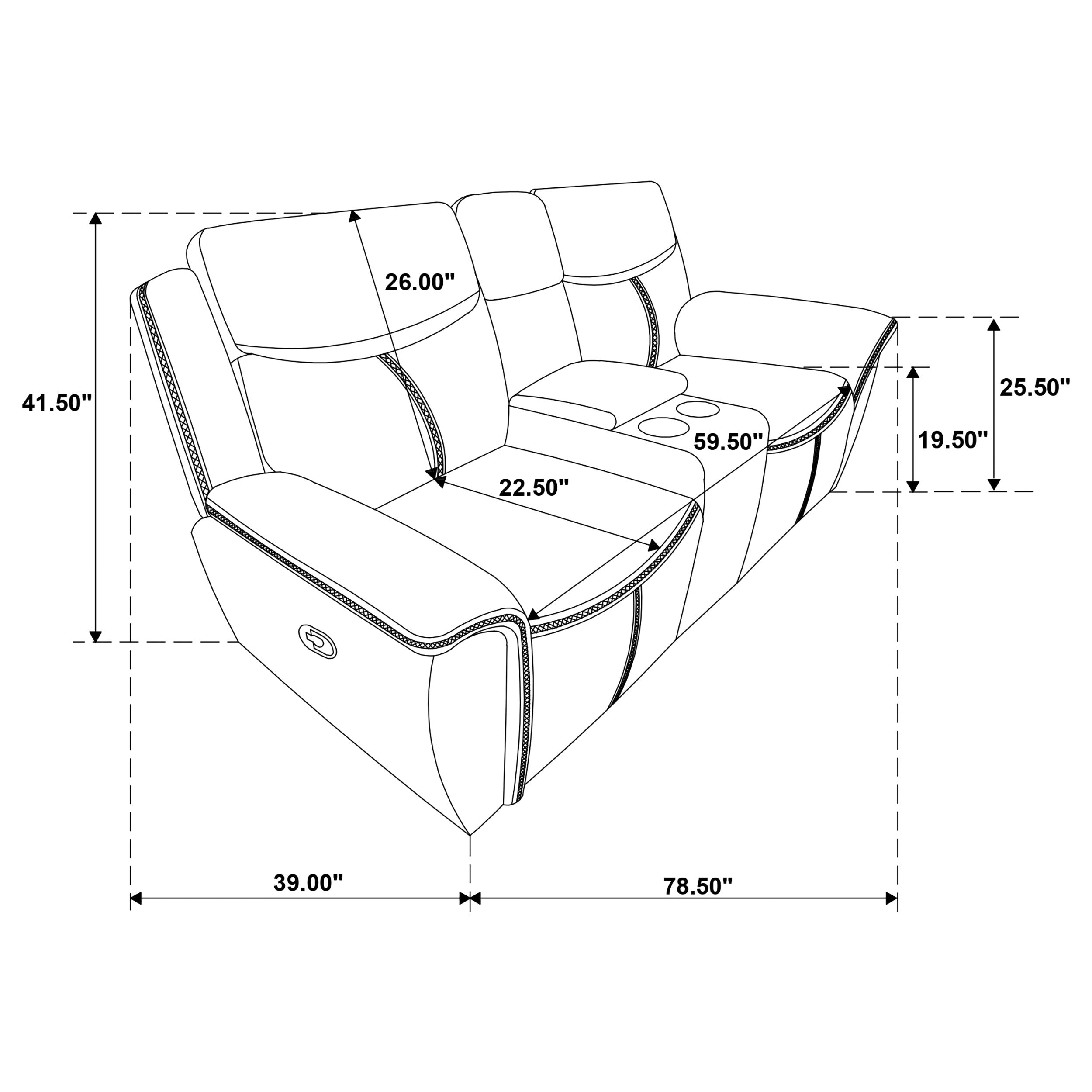 Sloane Upholstered Padded Arm Reclining Loveseat Blue-