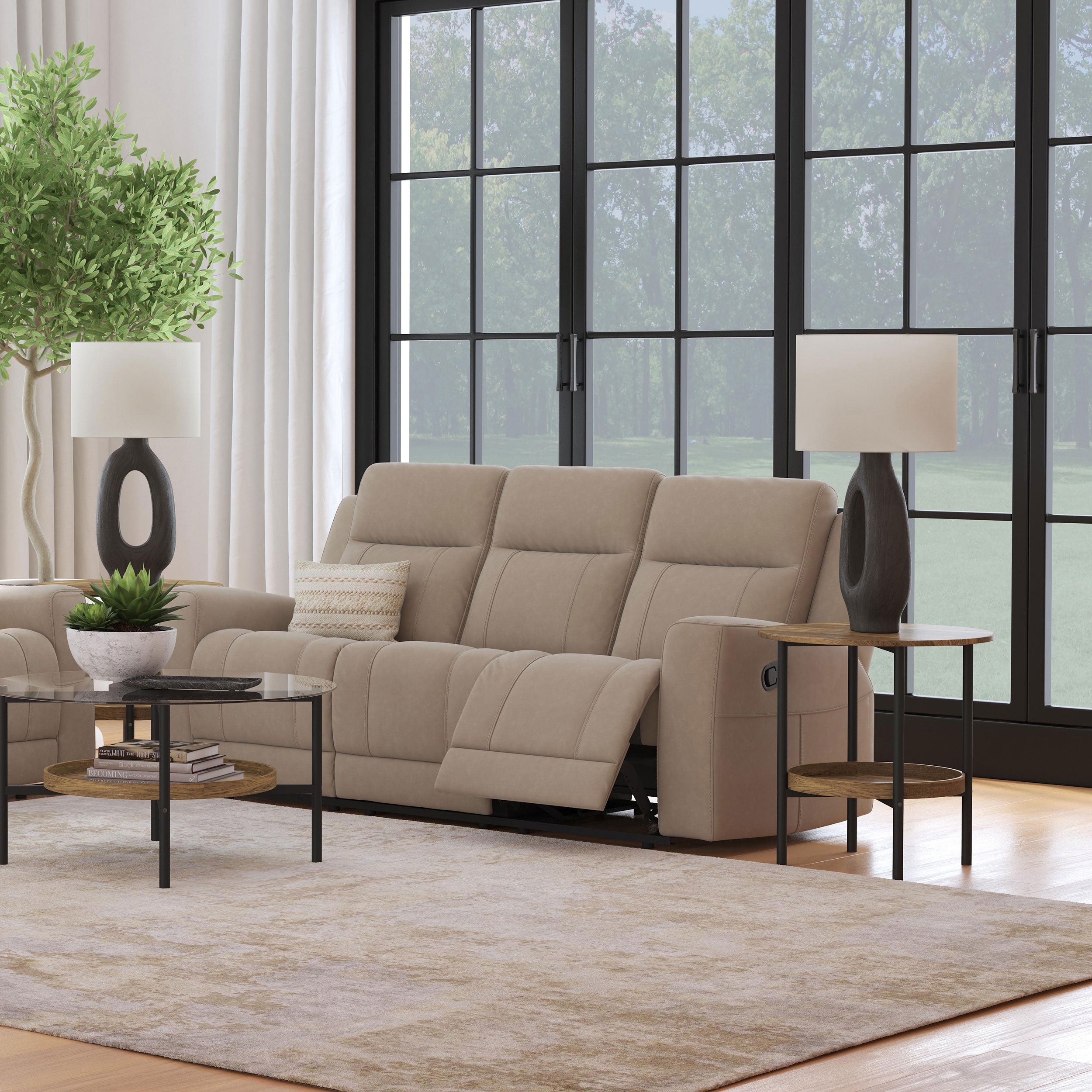 Brentwood Upholstered Motion Reclining Sofa Taupe-