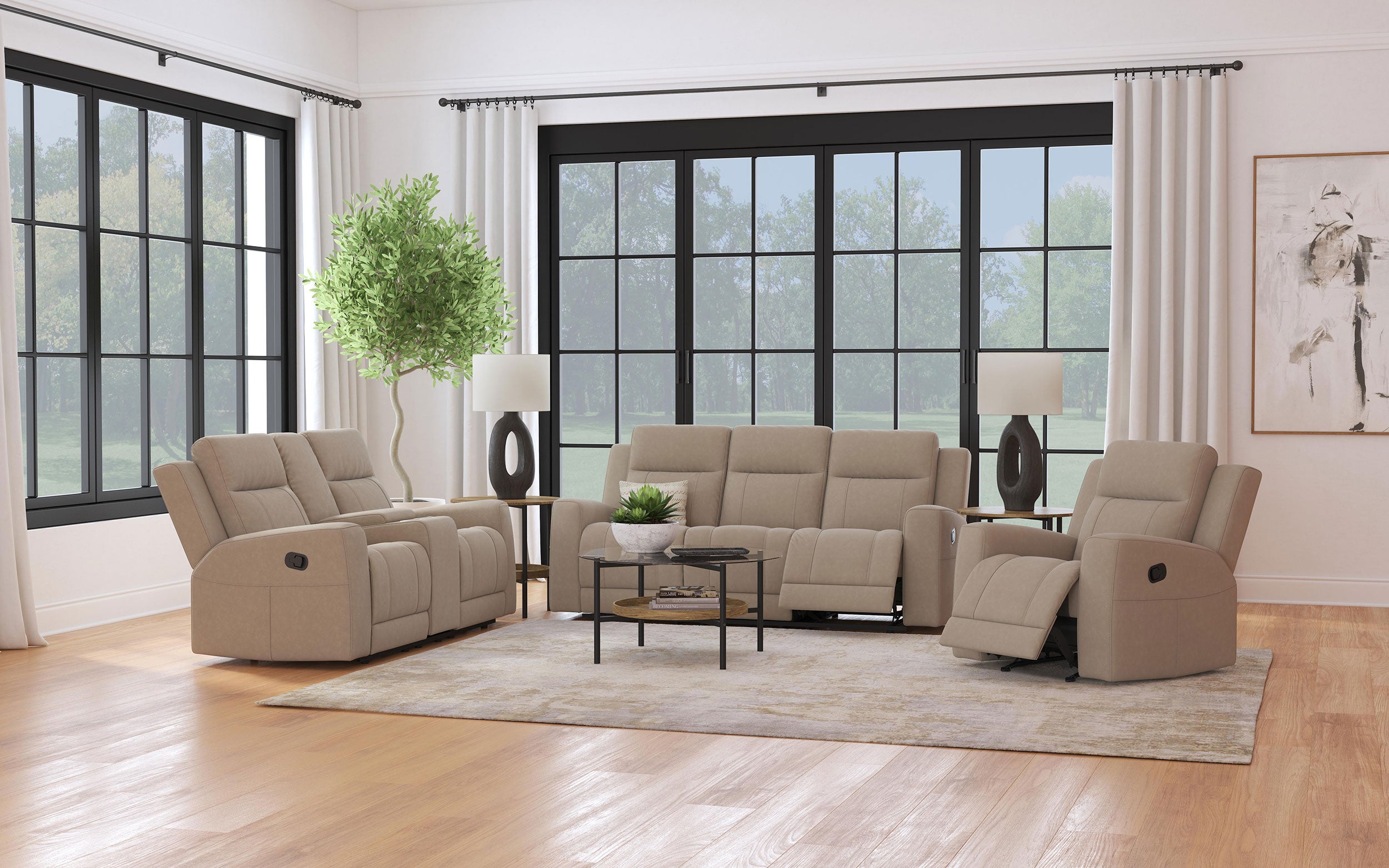 Brentwood Upholstered Motion Reclining Loveseat Taupe-