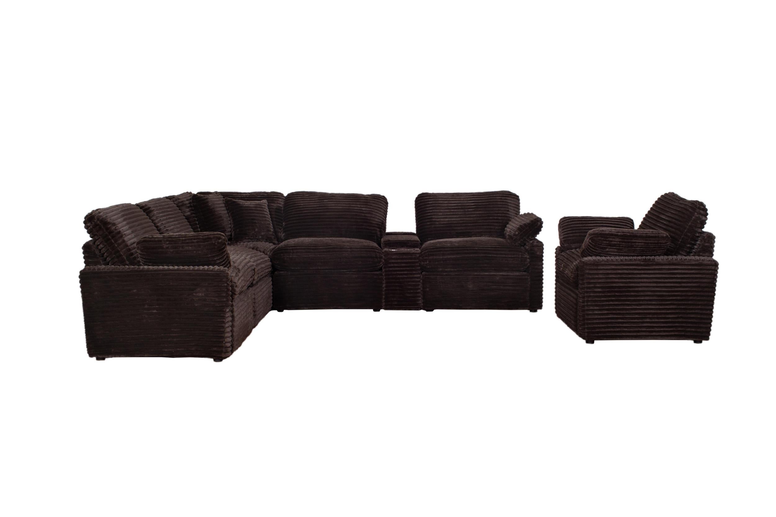 Collins Modular Armless Chair Chocolate Brown-