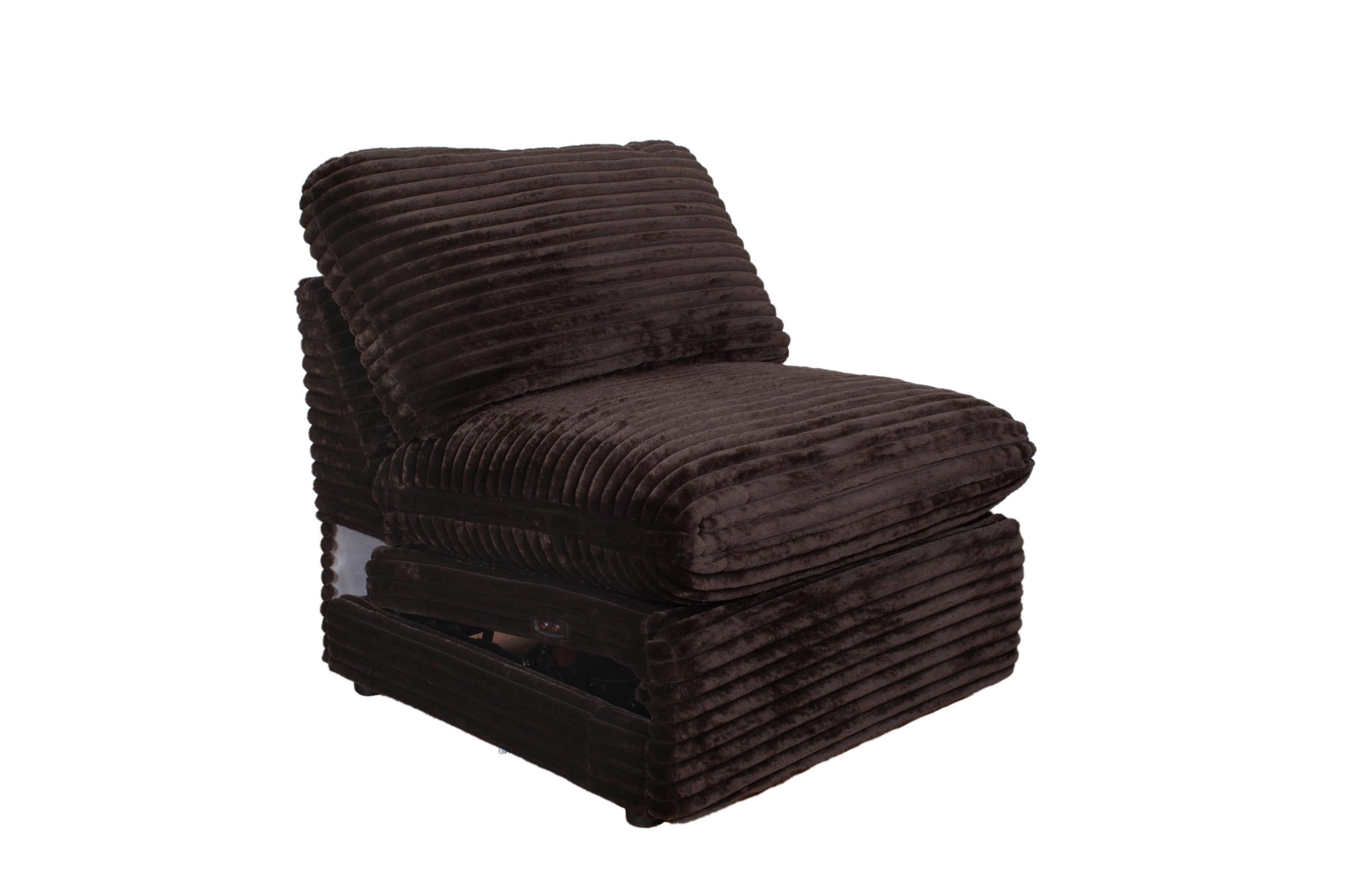 Collins Modular Power Armless Recliner Chocolate Brown-