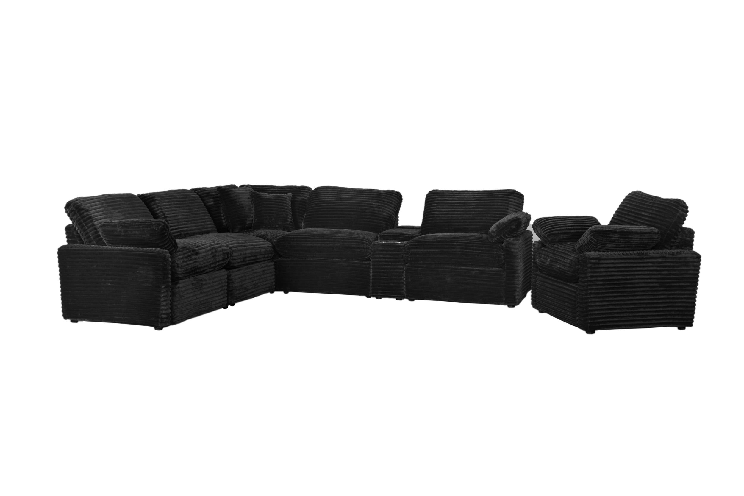 Collins Upholstered Modular Storage Console Black-
