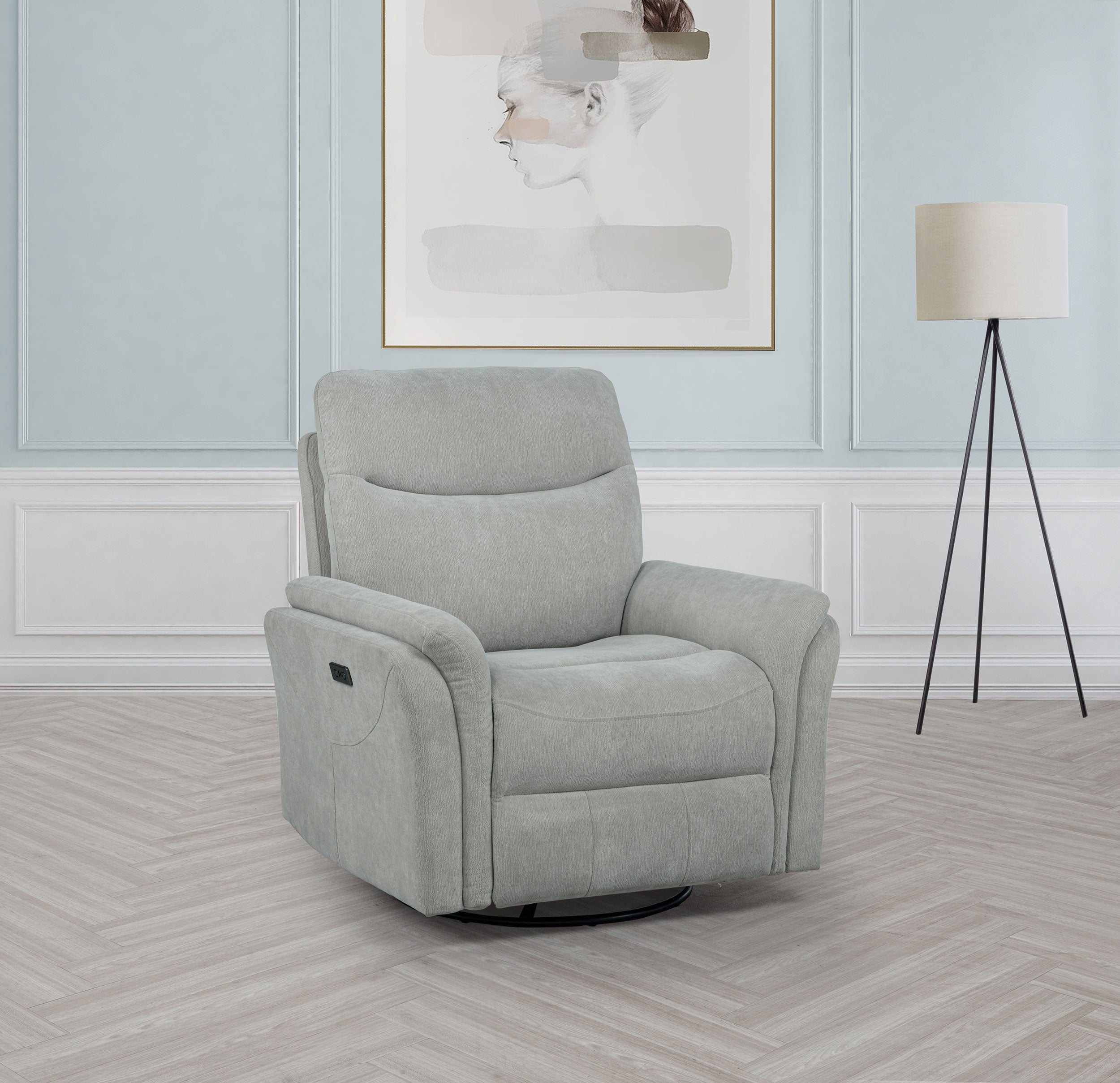 Adler Upholstered Power Swivel Glider Recliner Ivory-