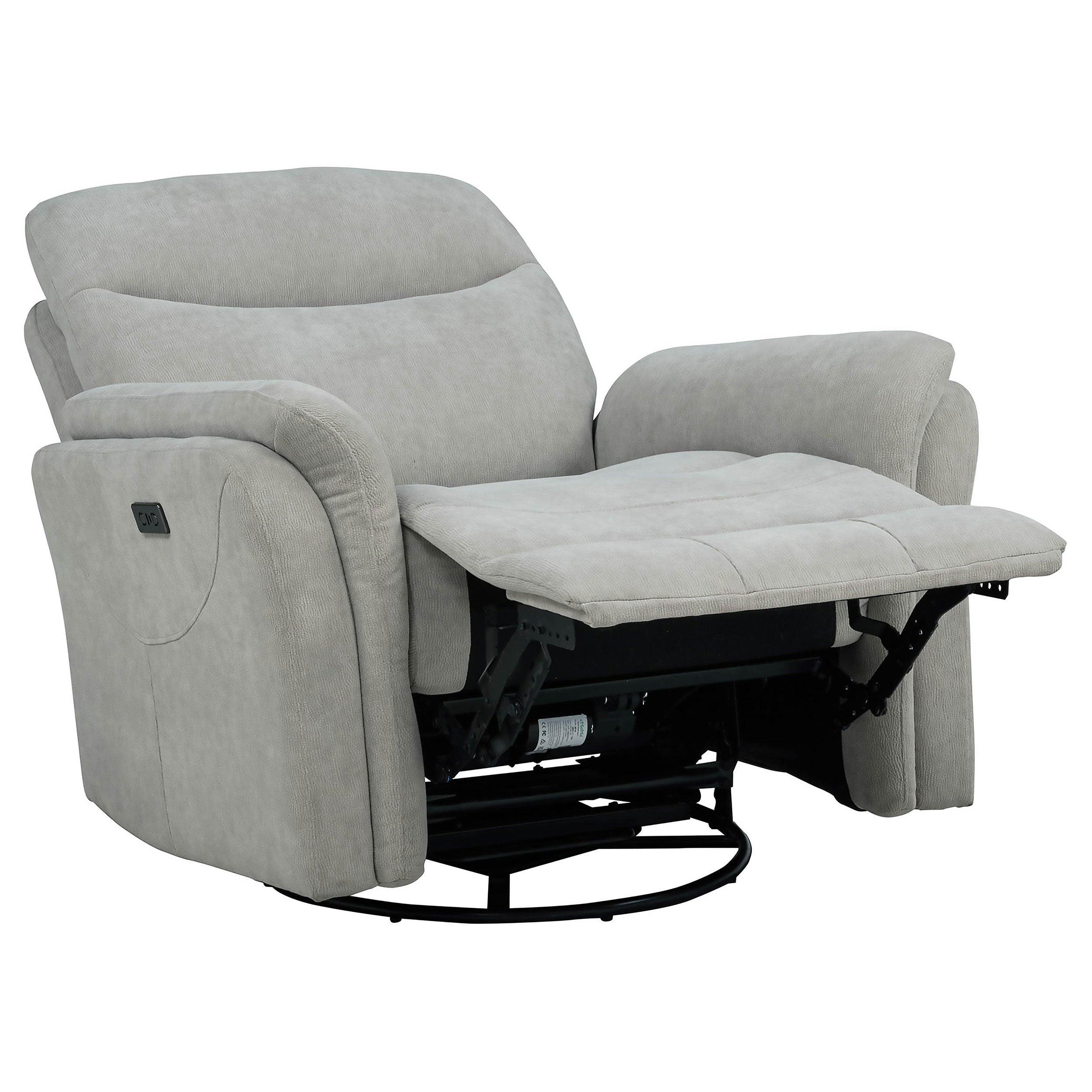Adler Upholstered Power Swivel Glider Recliner Ivory-