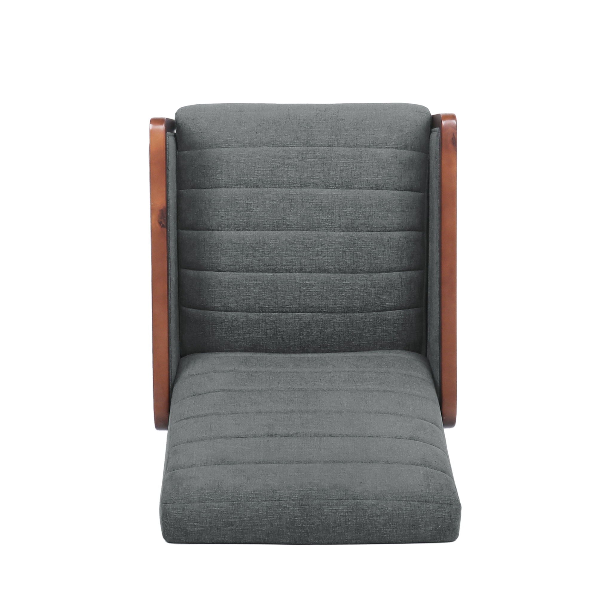 Mendota - Mid Century Modern Fabric Channel Stitch Wood Pushback Recliner - Gray