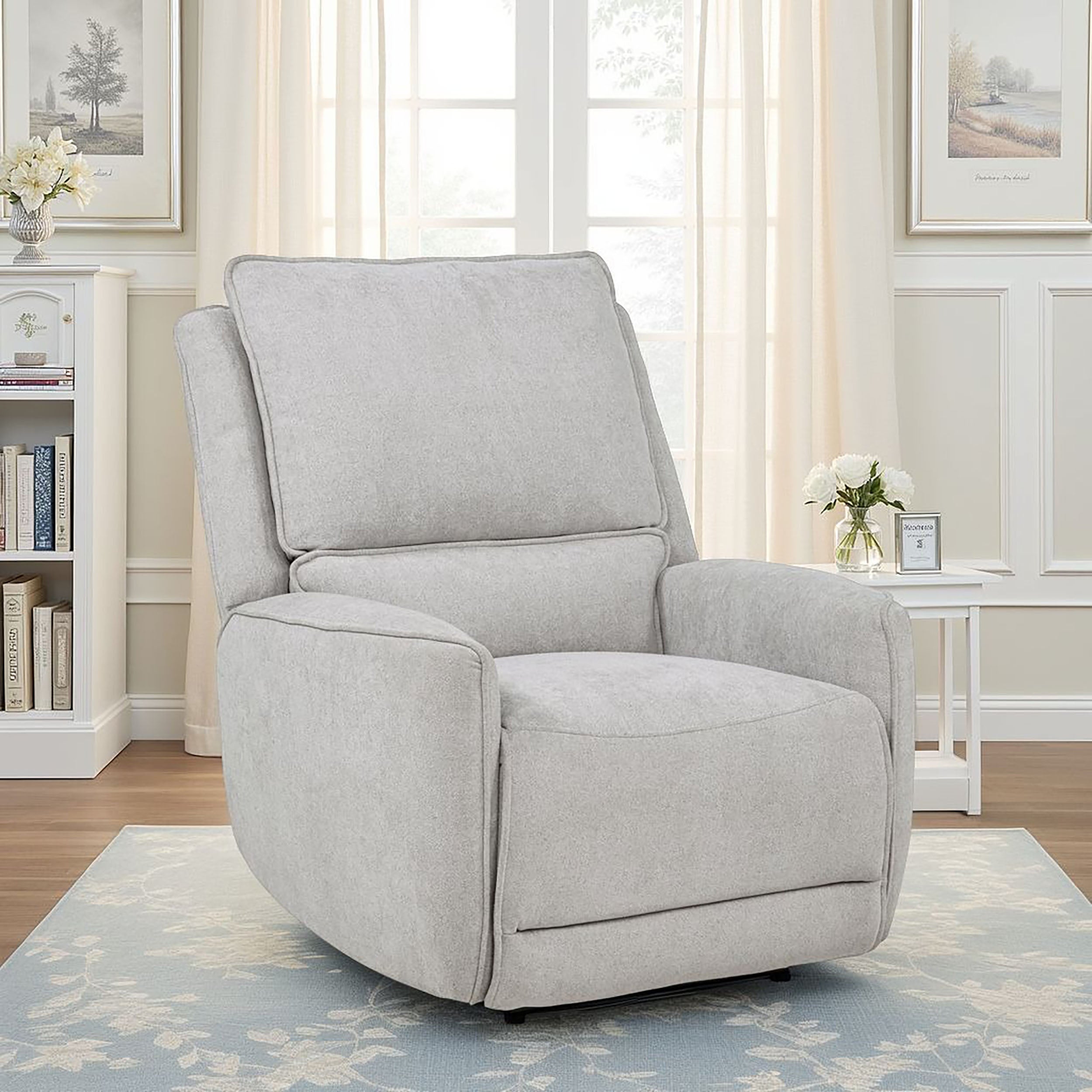 Sylmar Chenille Upholstered Power Recliner Dove Grey-