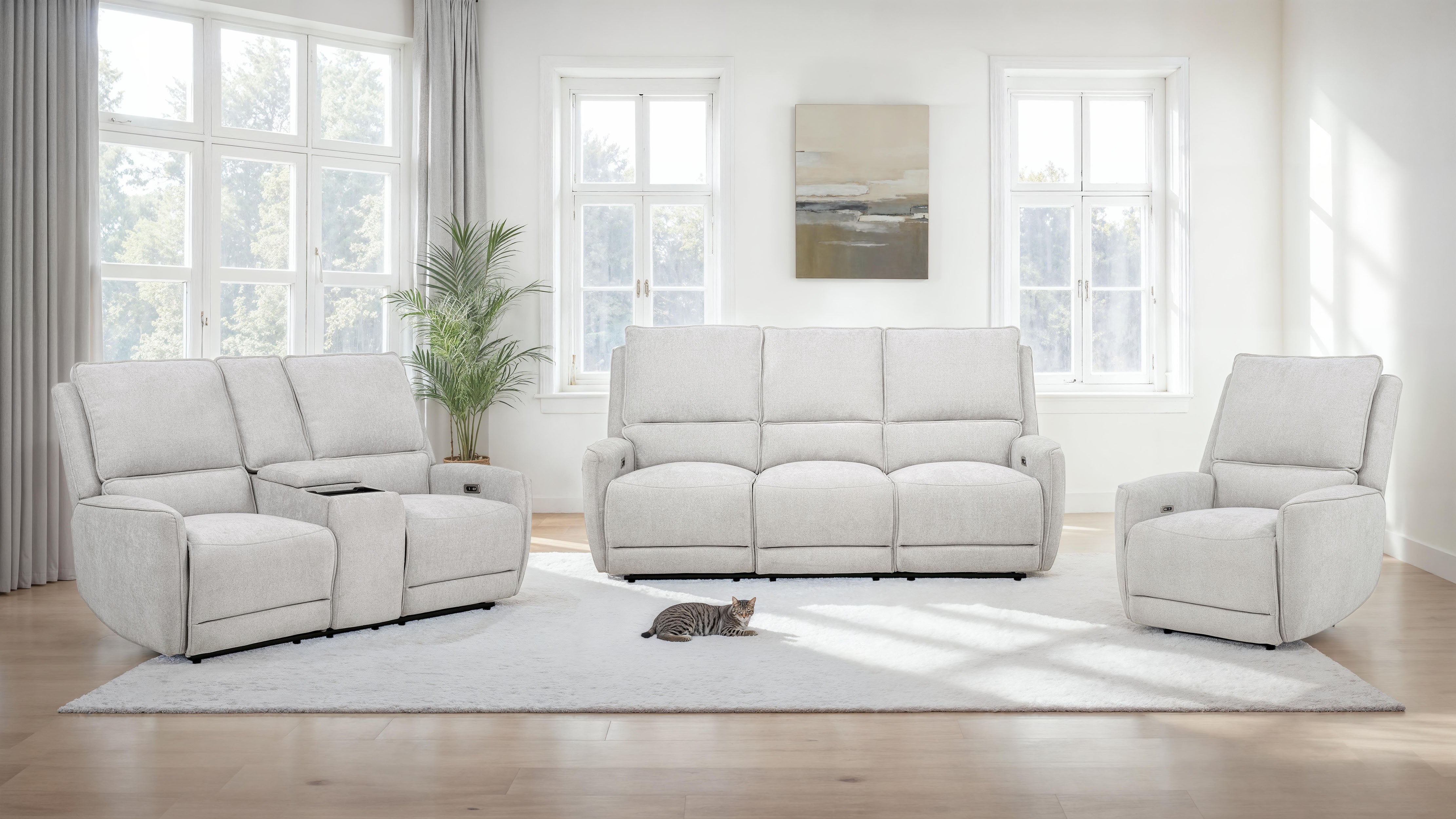 Sylmar Chenille Upholstered Power Recliner Dove Grey-