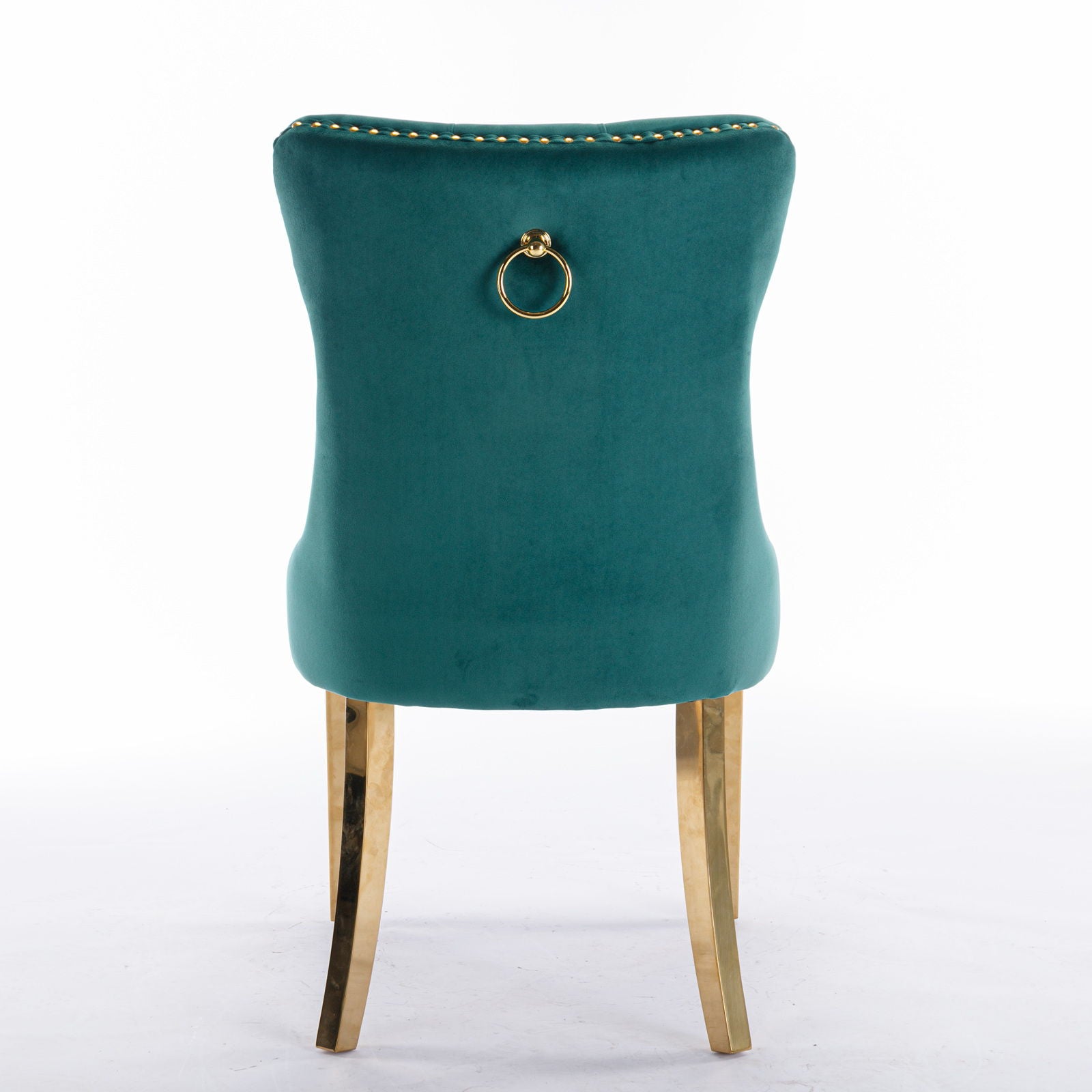 Nikki - Modern, High-End Tufted Solid Wood Contemporary Velvet Upholstered Dining Chair With Golden Stainless Steel Plating Legs, Nailhead Trim (Set of 2)