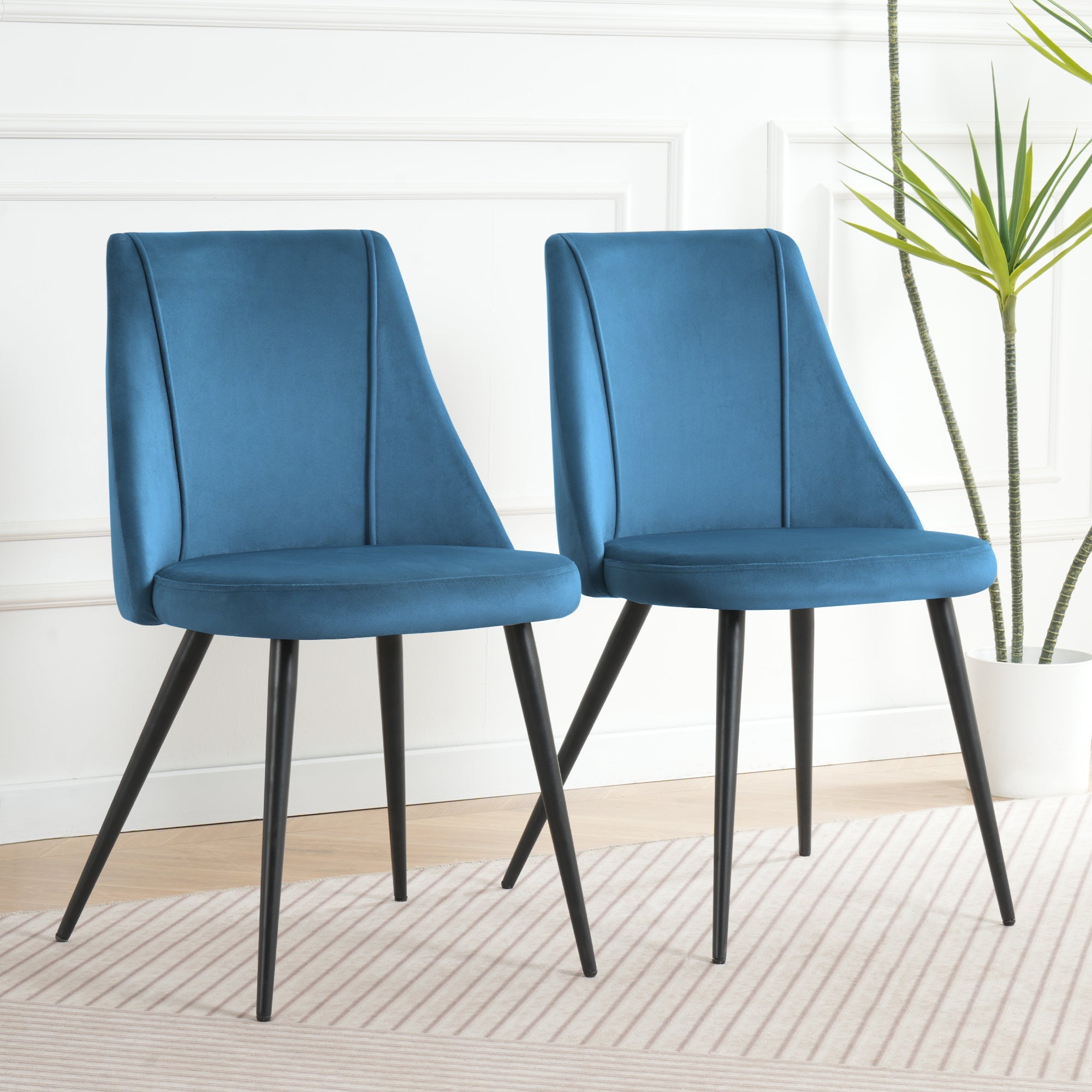Modern Blue Velvet Dining Chair Set - Fabric Upholstery, 4-Piece Set - Best Buy Furniture